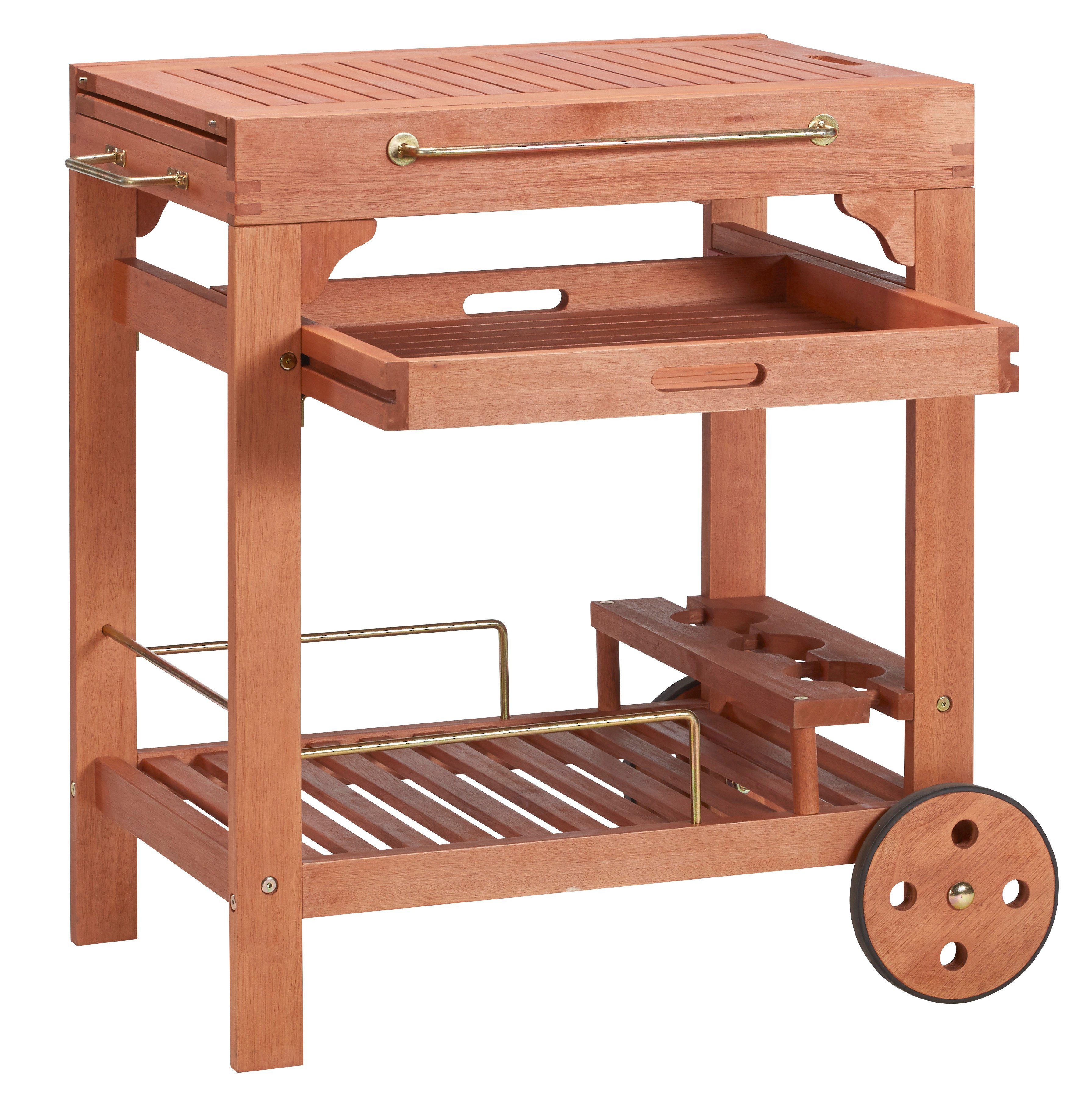 MERXX Servierwagen Multifunktion, Eukalyptusholz, 70-140x50 cm, ausziehbar günstig online kaufen