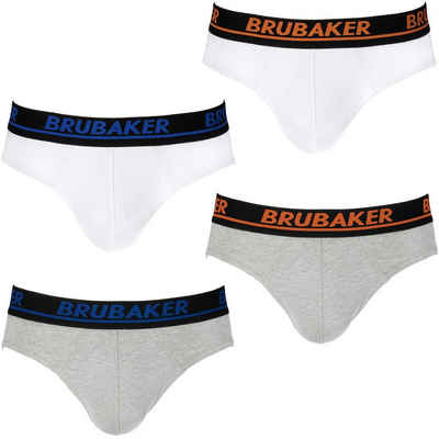 BRUBAKER Slip 4er Pack Herren Komfort Unterhosen mit elastischem Bund (Mehrfachpackung, 4-St., 4er-Pack) Männer Slips Stretch Unifarben Unterwäsche