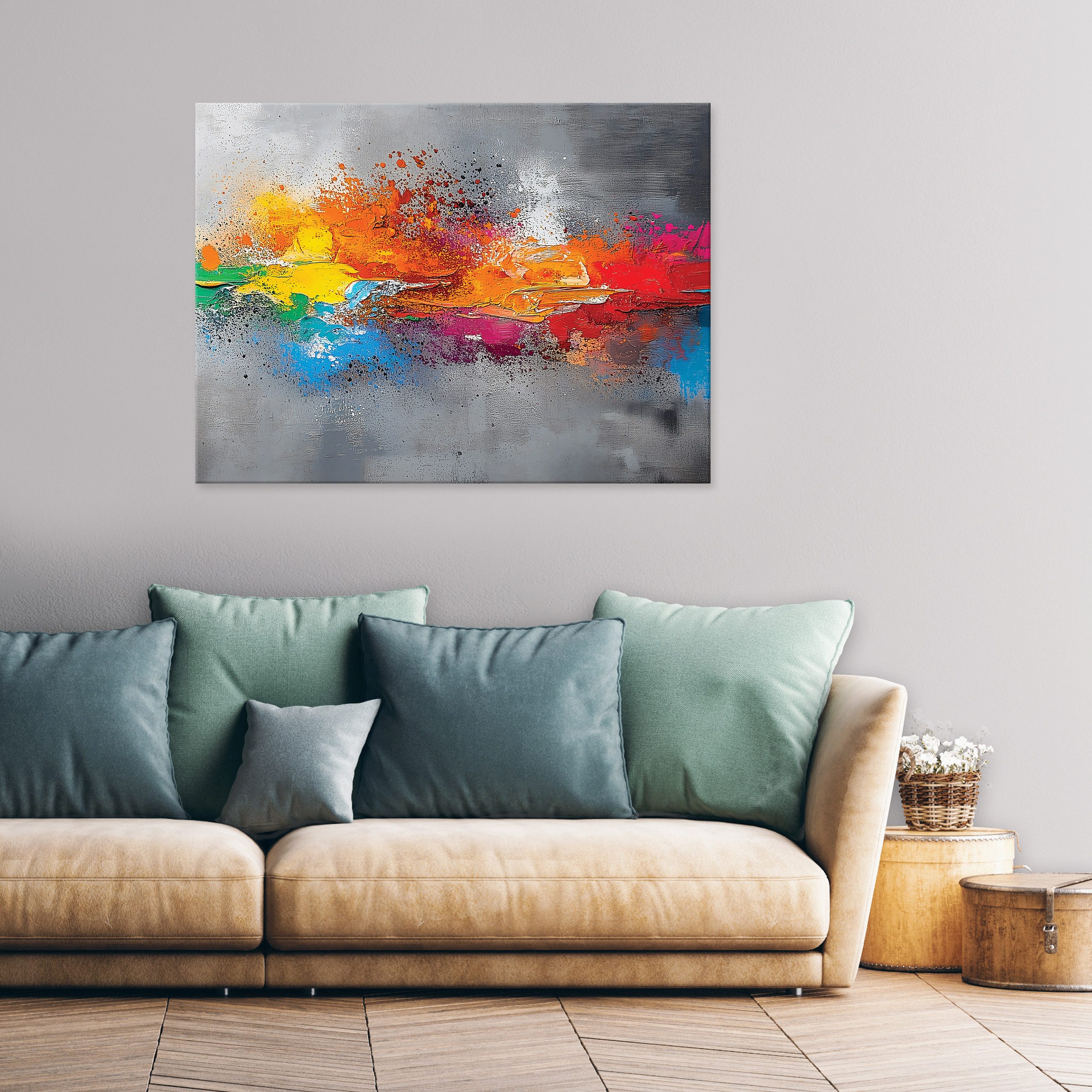 Wallarena Leinwandbild Abstrakt Grau Leinwand Bilder Wandbild Wohnzimmer XX günstig online kaufen