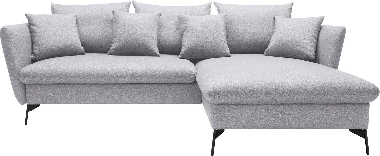 andas Ecksofa LIVORNO,258 cm, L-Form, Schlaffunktion u. Bettkasten (139/224cm), Samt, Struktur, Webstoff