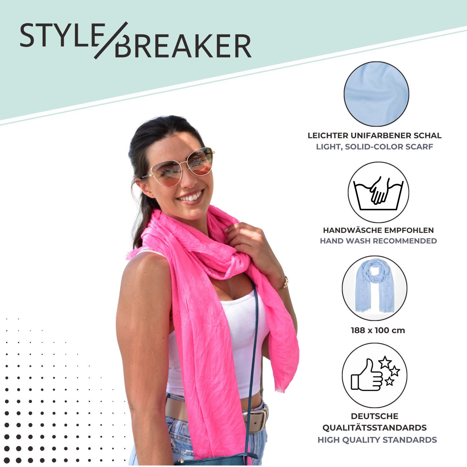 styleBREAKER Modeschal Leichter Schal Einfarbig, (1-St)