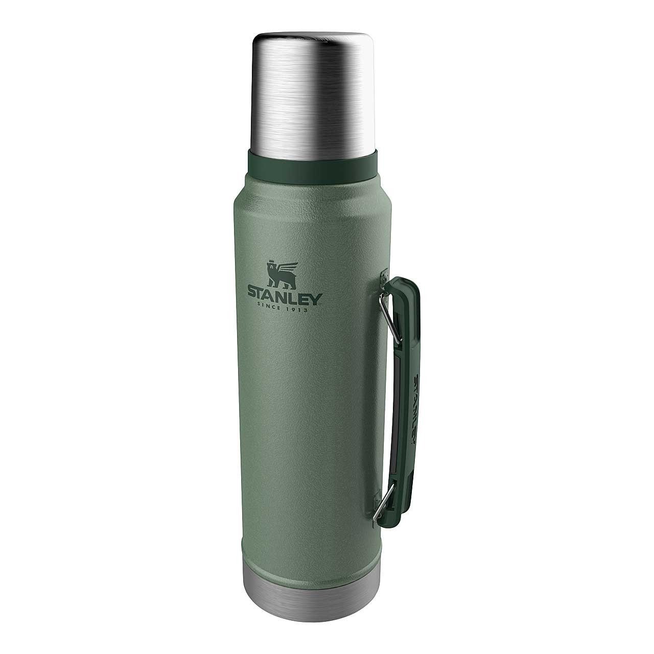 Stanley 1913 Thermoflasche Stanley CLASSIC VAKUUM-FLASCHE 1,0 l in Grün mit Tragegriff, BPA-frei, doppelwandige Isolierung, auslaufsicher