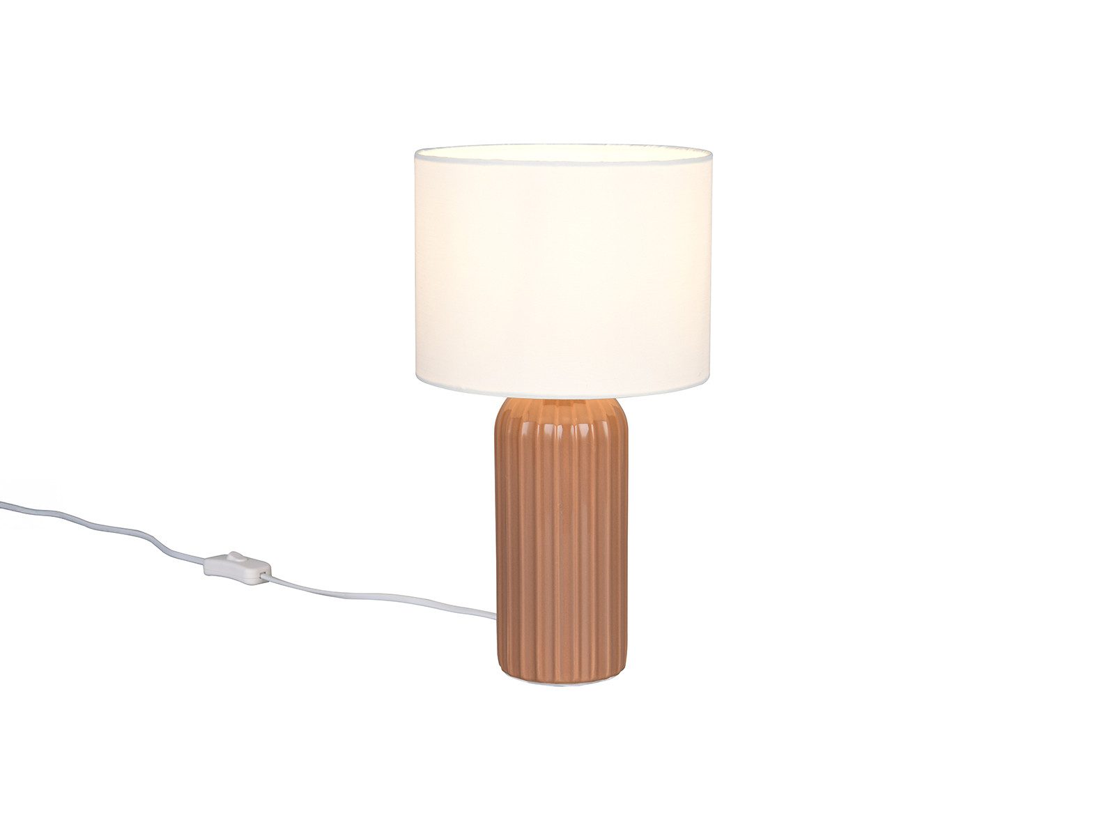 LED Nachttischlampe mit Keramikfuß & Stoffschirm, Höhe 36cm