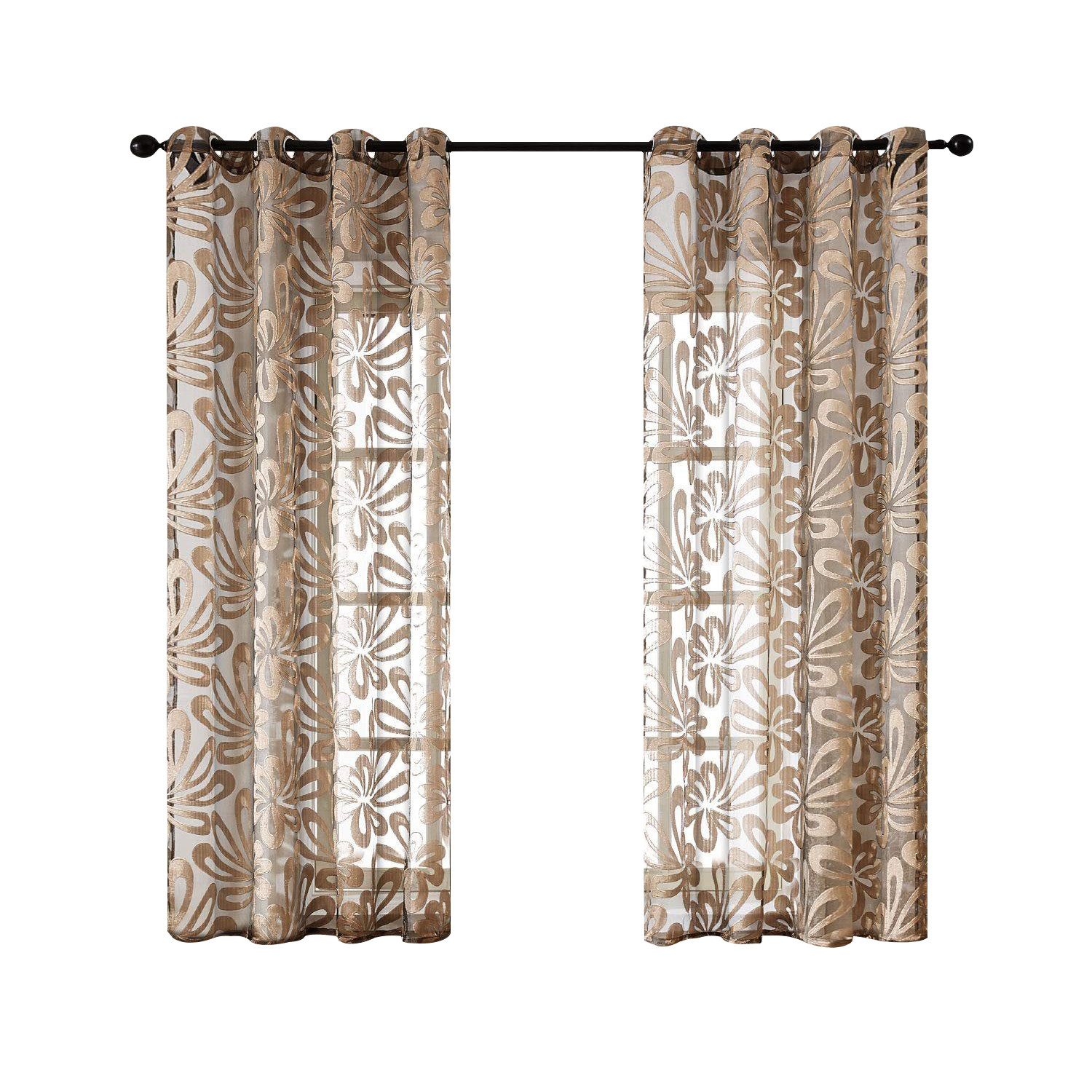 BYSURE Gardine (2 St), Ösen, halbtransparent, Vorhang Blumenmuster günstig online kaufen