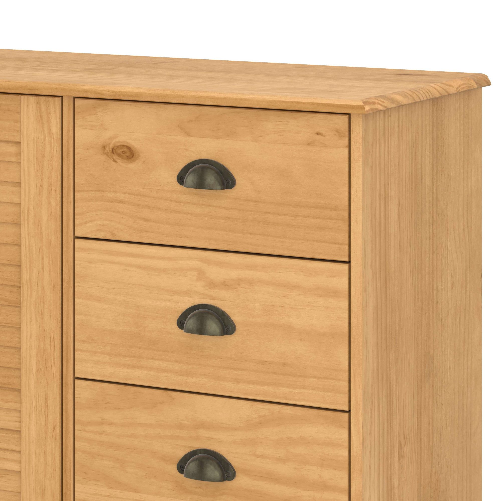 OTTO home Sideboard Turia, mit Lamellentüren, Kommode aus massivem Kiefernholz, FSC®, 4 Schubkasten, Breite 125 cm