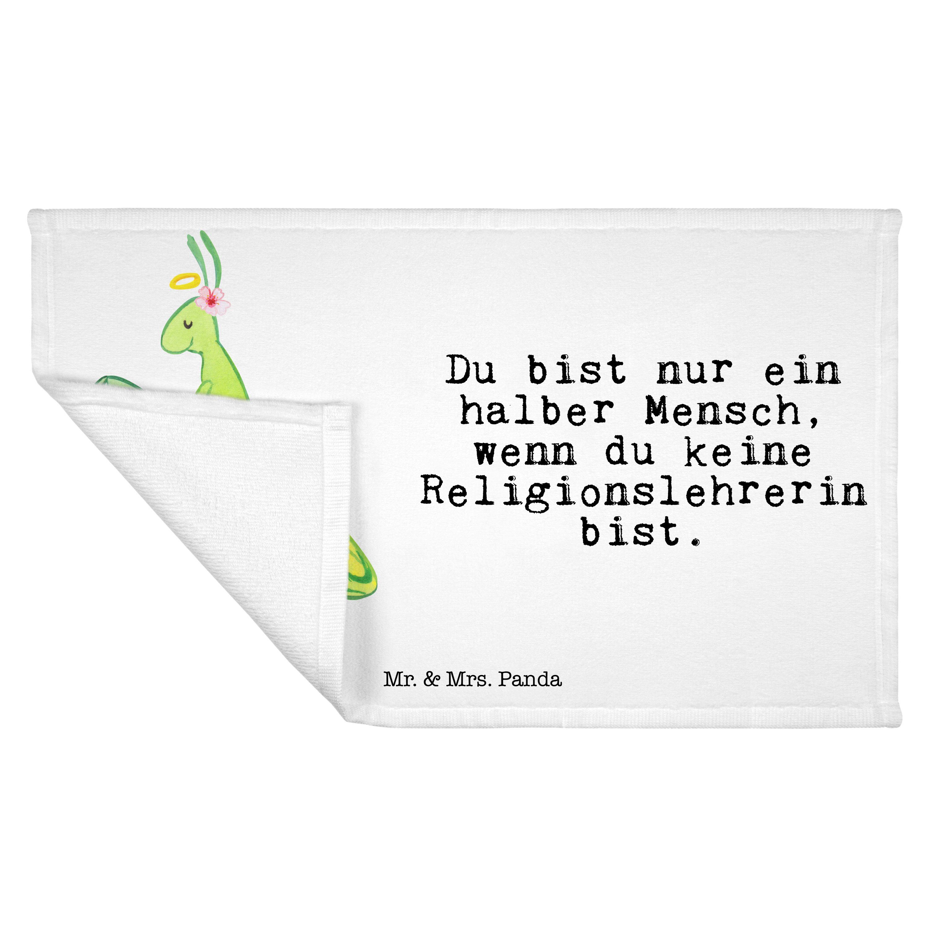 Mr. & Panda Herz Weiß (1-St) - Grundschule, Handtuch mit Religionslehrerin - Mrs. Geschenk, Dankeschön