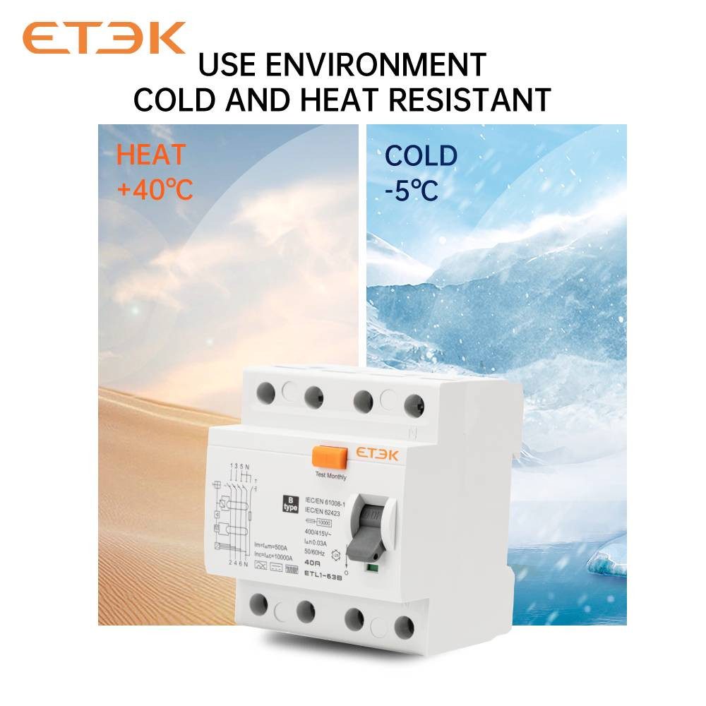 ETEK Electric Verteiler ETEK FI-Schutzschalter Typ B ETL1-63B 4-polig allstromsensitiv, 40A / 30mA – Bild 2 von 5