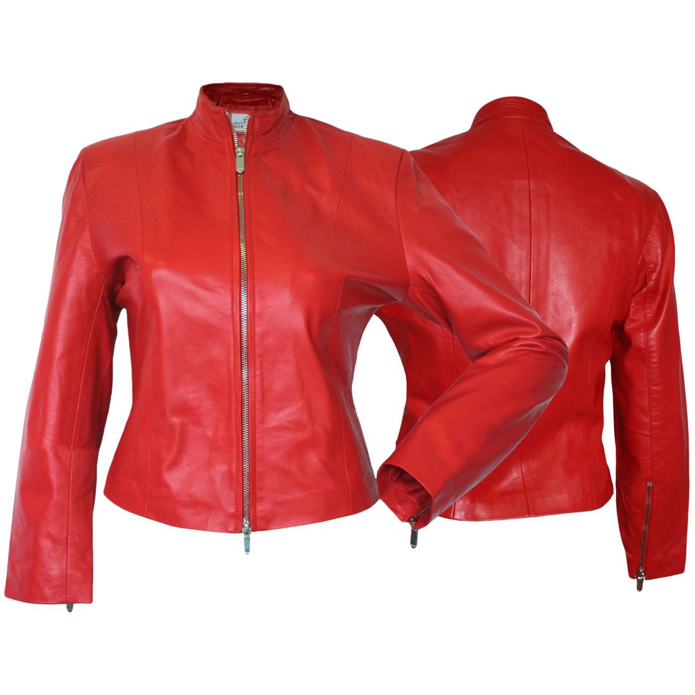 German Leder Wear Trend red 419J Damen Lederjacke Lederjacke Rot aus Lammnappa Jacke