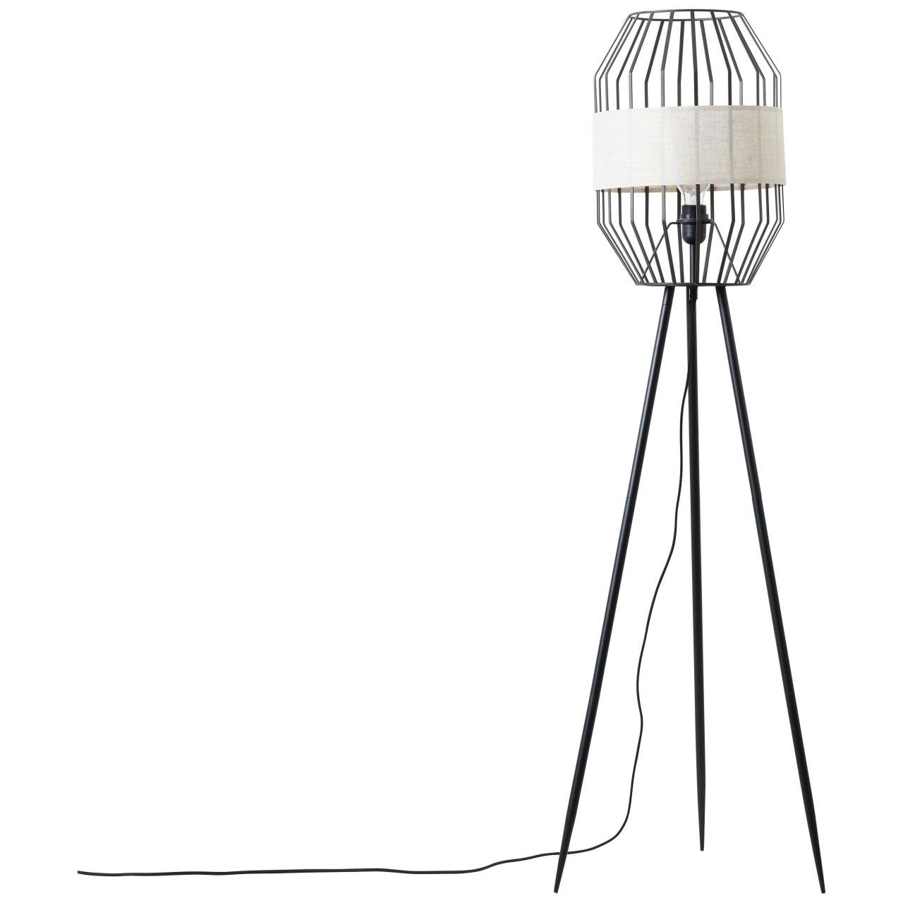Standleuchte schwarz/natur, Lampe, E27, Stehlampe dreibeinig 1x Slope Slope, Brilliant A60, 40W