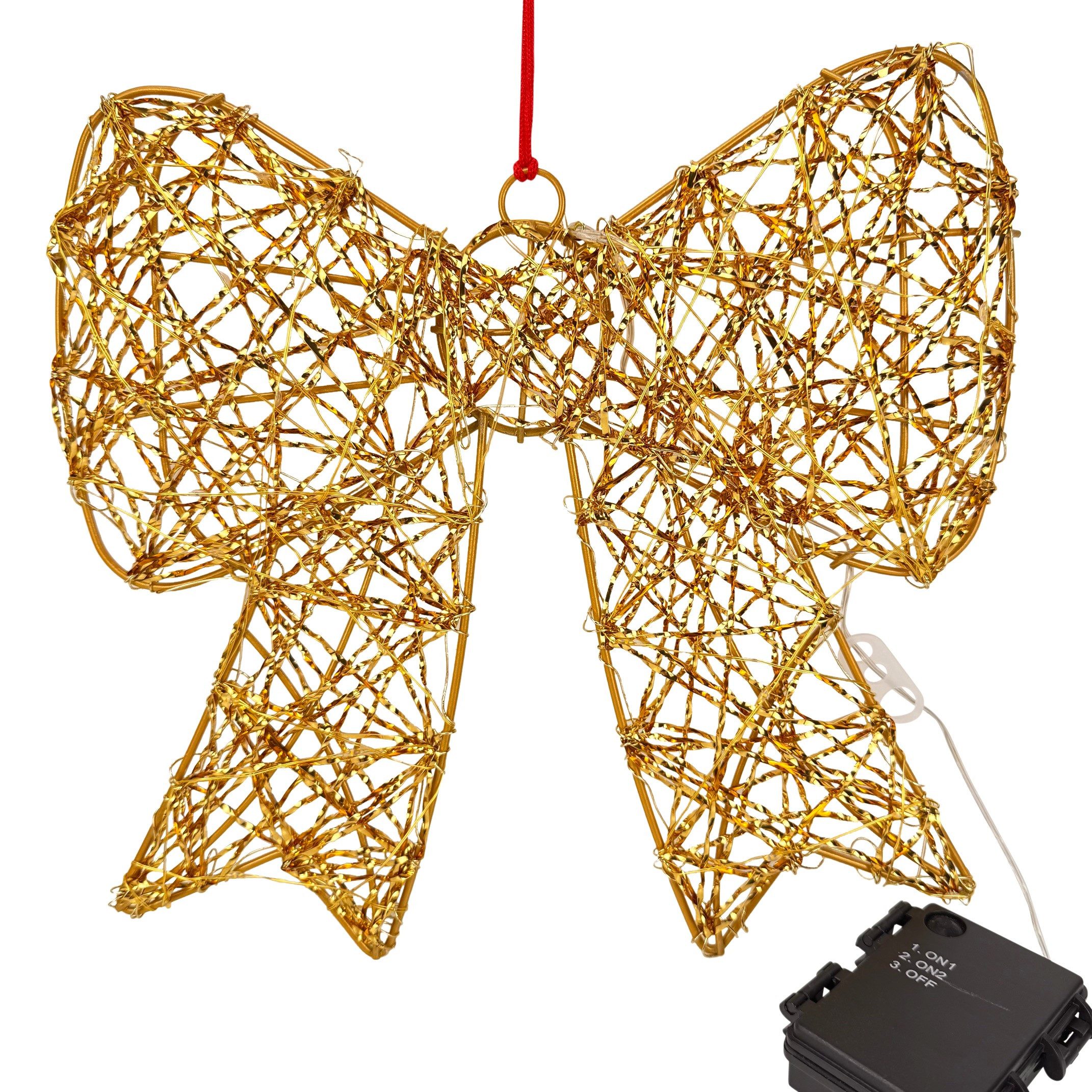 Online-Fuchs Weihnachtsbaumschleife mit LED-Lichterkette und 6-Stunden Timer - Weihnachtsdeko, für den Innen- und geschützten Außenbereich geeignet – Bild 2 von 2