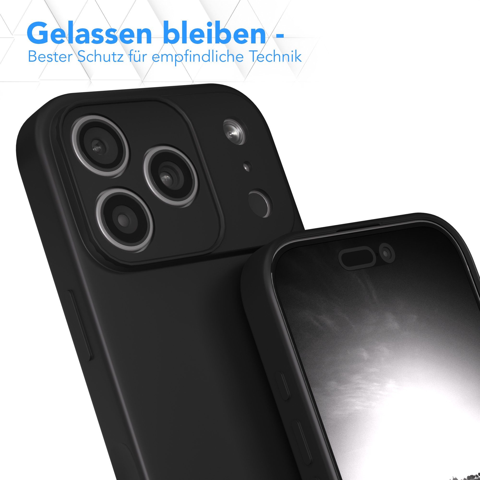 EAZY CASE Handyhülle für Apple iPhone 17 Pro Hülle Silikon 6,3 Zoll, Silikon Schutzhülle mit Kameraschutz kratzfest Back Cover Etui Schwarz – Bild 4 von 5