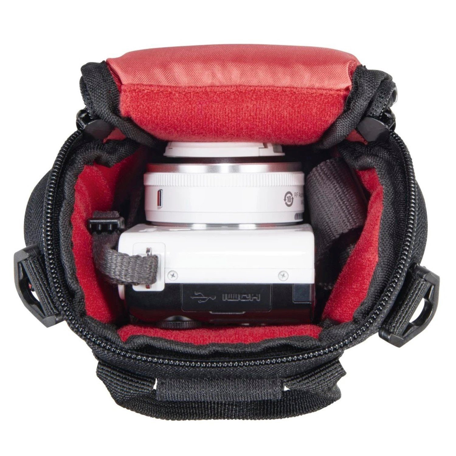 Hama Kameratasche Kamera-Tasche Sambia 90 Foto-Tasche Universal, Case Schultergurt Tragegriff Zubehör-Fächer Systemkamera Digitalkamera