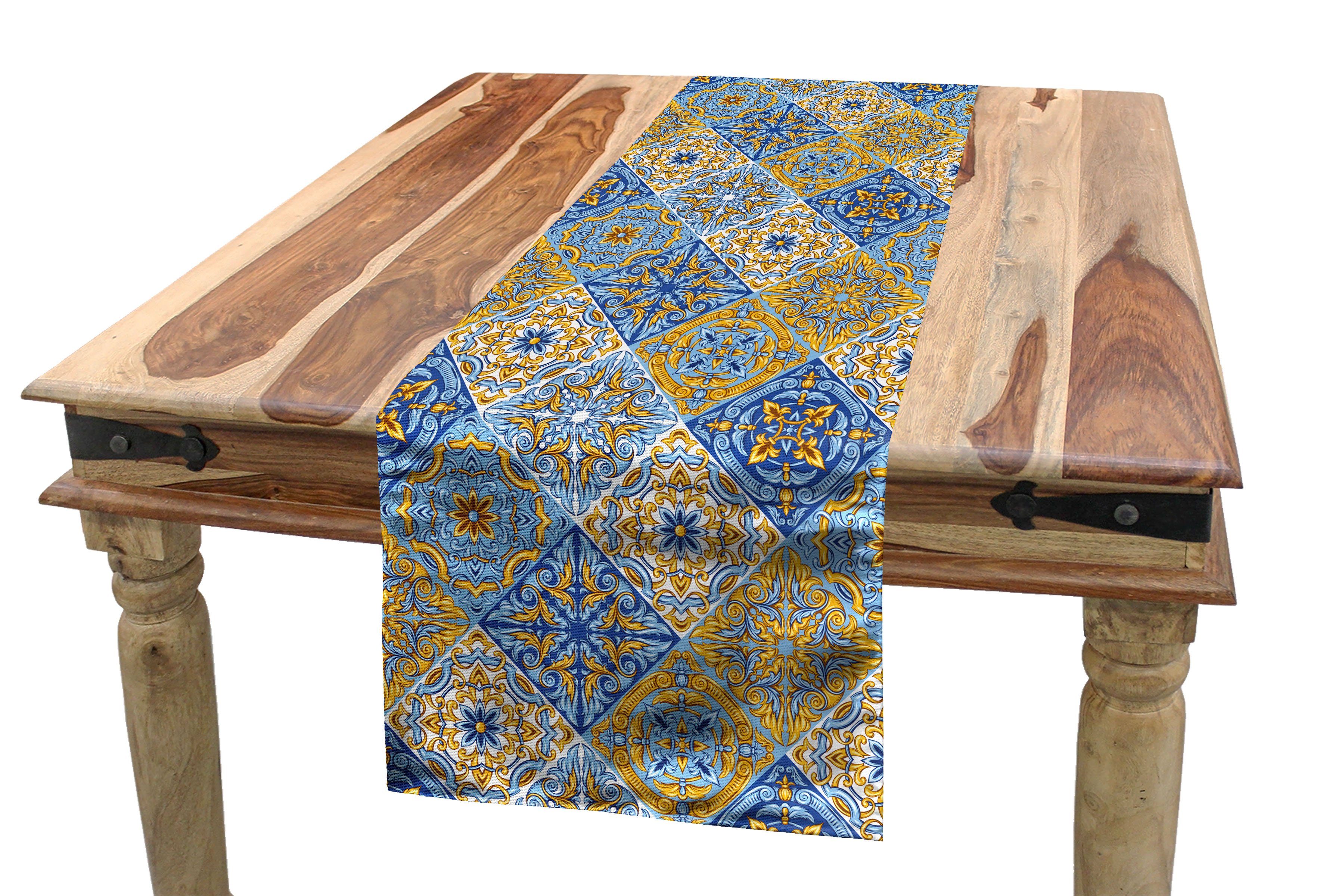Abakuhaus Tischläufer Esszimmer Küche Rechteckiger Dekorativer Tischläufer, Antique Oriental vibrant Azulejo