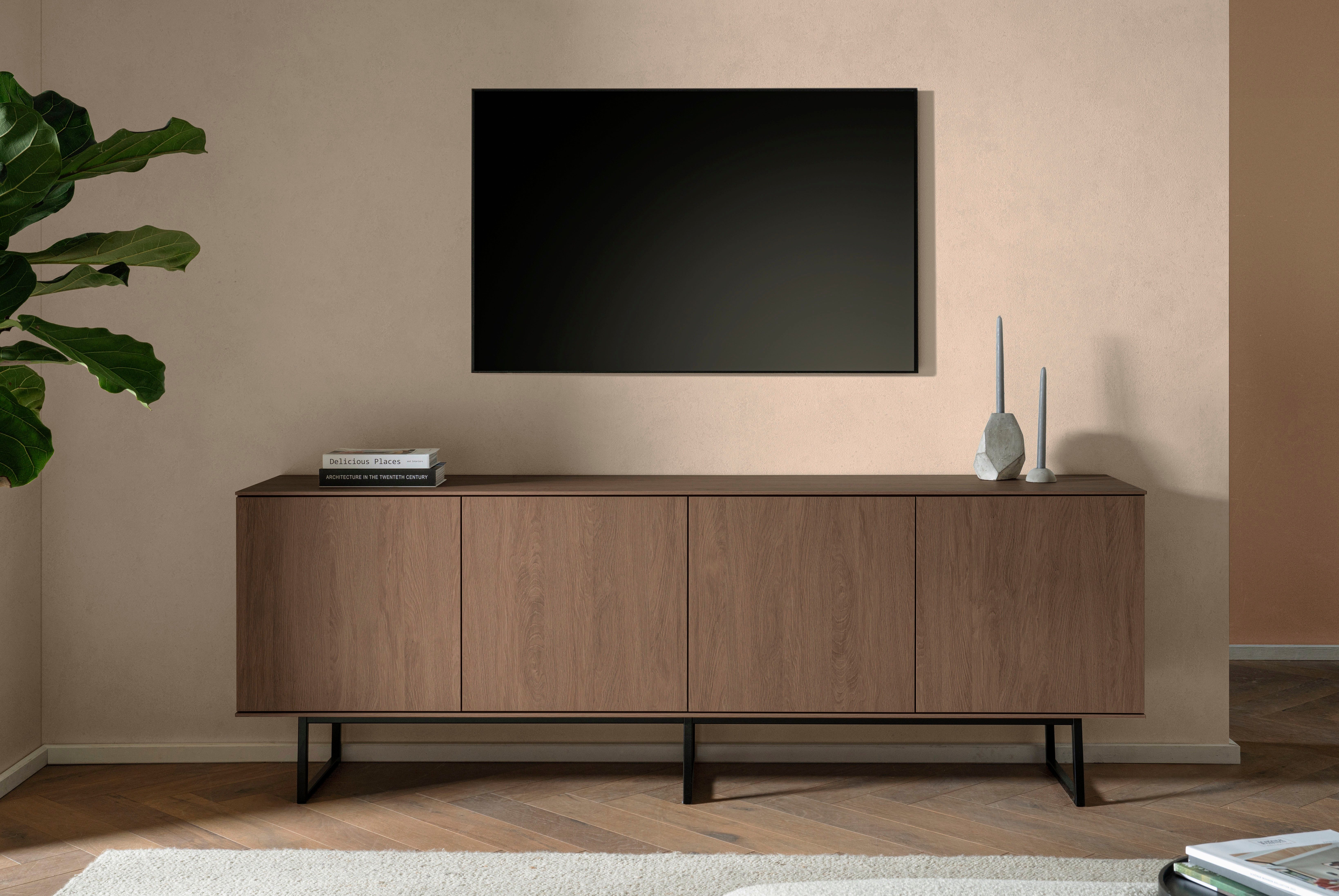 Home affaire Lowboard Lund, moderner TV-Unterschrank, Kommode mit Kufengestell, optisch dünner Oberboden, hochwertige Optik, ausreichend Stauraum