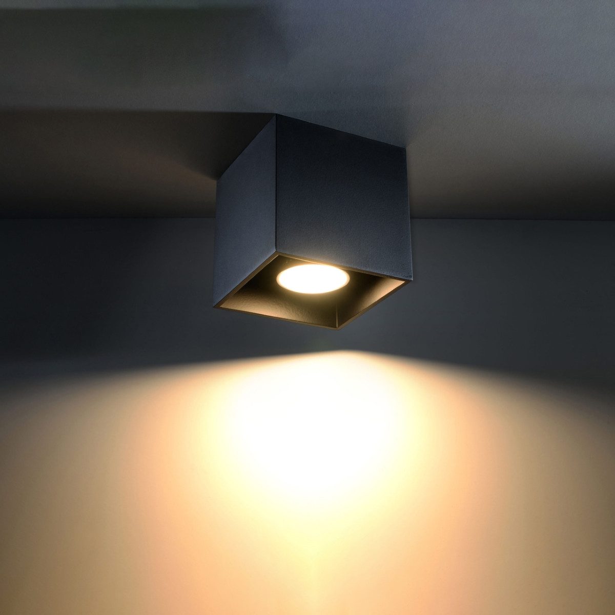 SOLLUX lighting Deckenleuchte Deckenleuchte Quad 1 Schwarz, Nicht enthalten