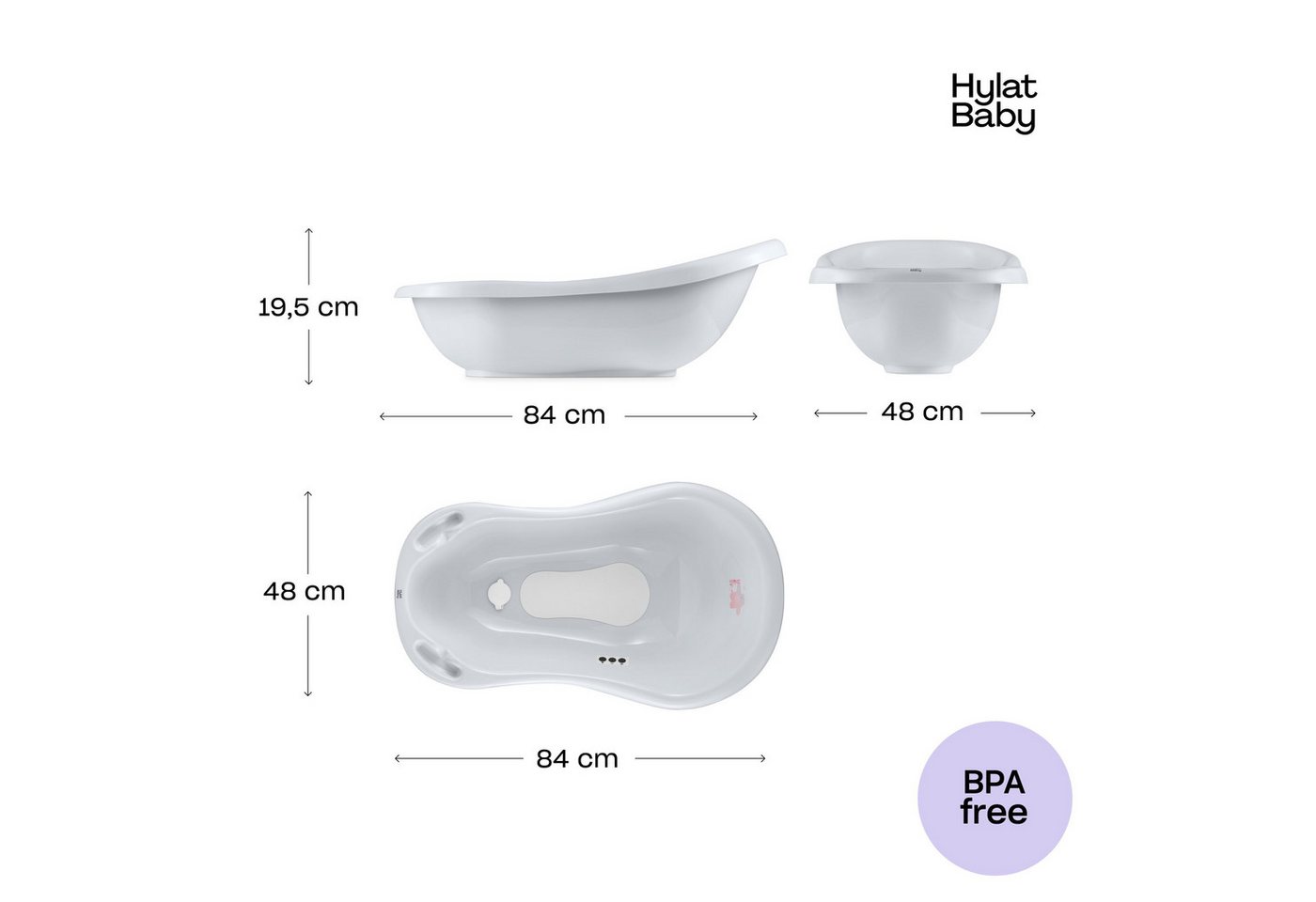 Thumbnail - Hylat Baby Babybadewanne Hylat Baby Badewanne Set - für Neugeborene und Babys – Motiv Friends, (3-teiliges SET), Babywan...