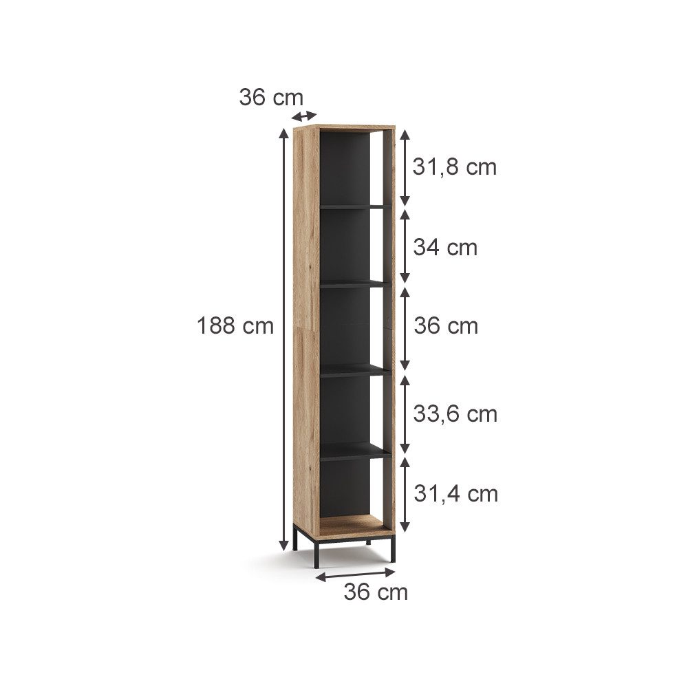 Vicco Bücherregal Eliza, Viking Oak, 36 günstig online kaufen