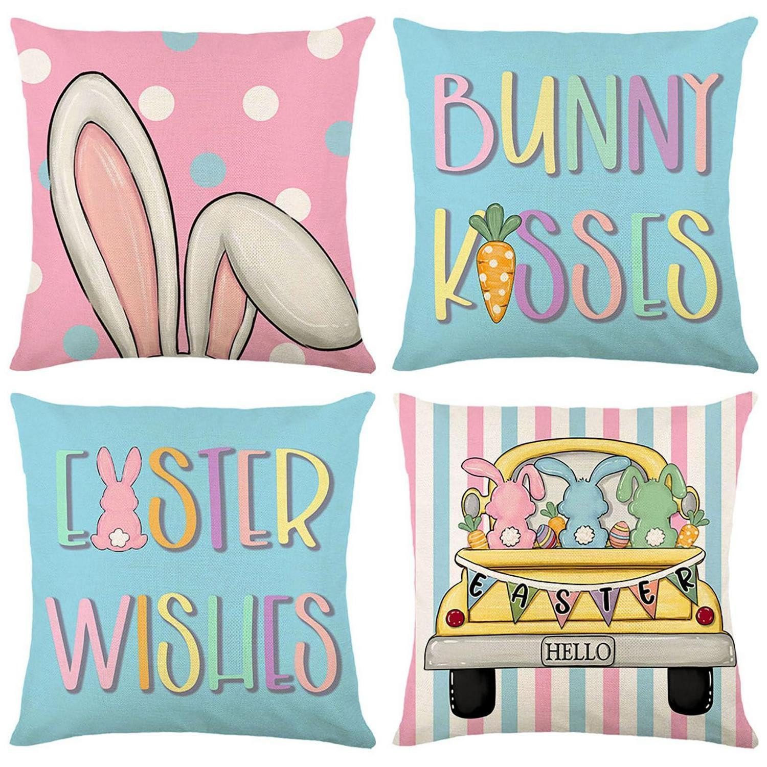LuxusKollektion Kissenbezüge Kissenbezüge 50x50cm Hase Auto 4er Set, (4 Stück)