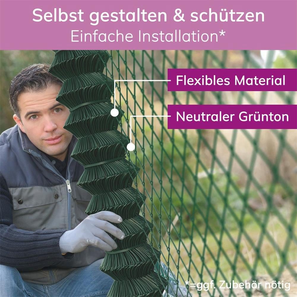 B!HOME Maschendrahtzaun Maschendrahtzaun grün/Gartenzaun mit Viereckgeflecht, idealer stabiler Zaun für Grundstück, Garten und Tiergehege