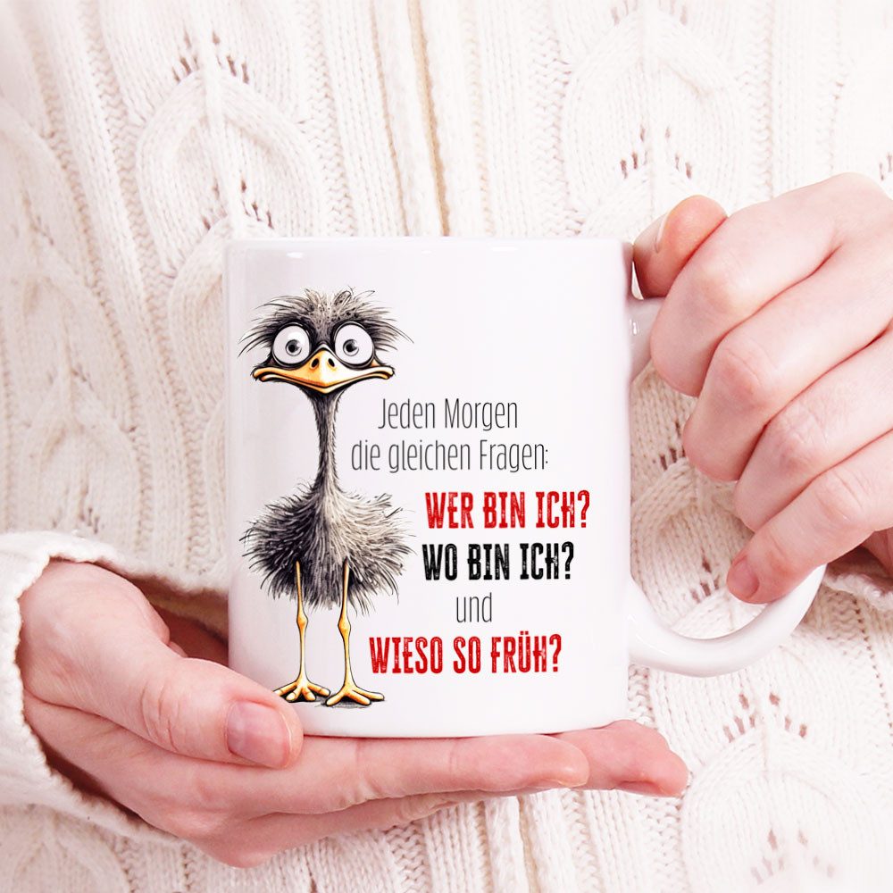 Cadouri Tasse mit Spruch JEDEN MORGEN Kaffeetasse Büro Arbeit, Geschenk, Keramik, Kaffeebecher, Geschenkidee Arbeitskollege, lustig, Humor, 330 ml
