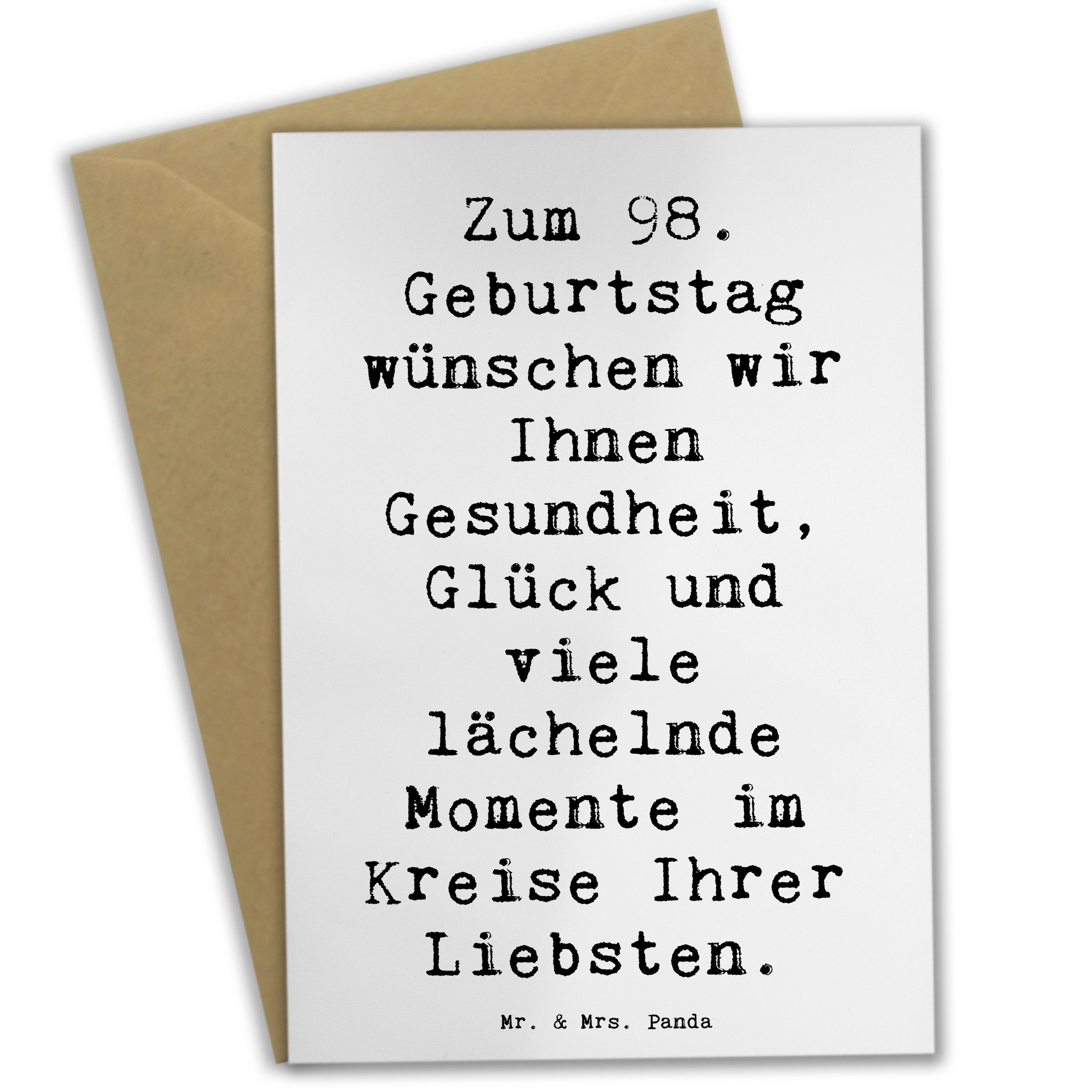 Grußkarte Spruch 98. Geburtstag - Weiß - Geschenk, Meilenstein, Geburtstagsgesc
