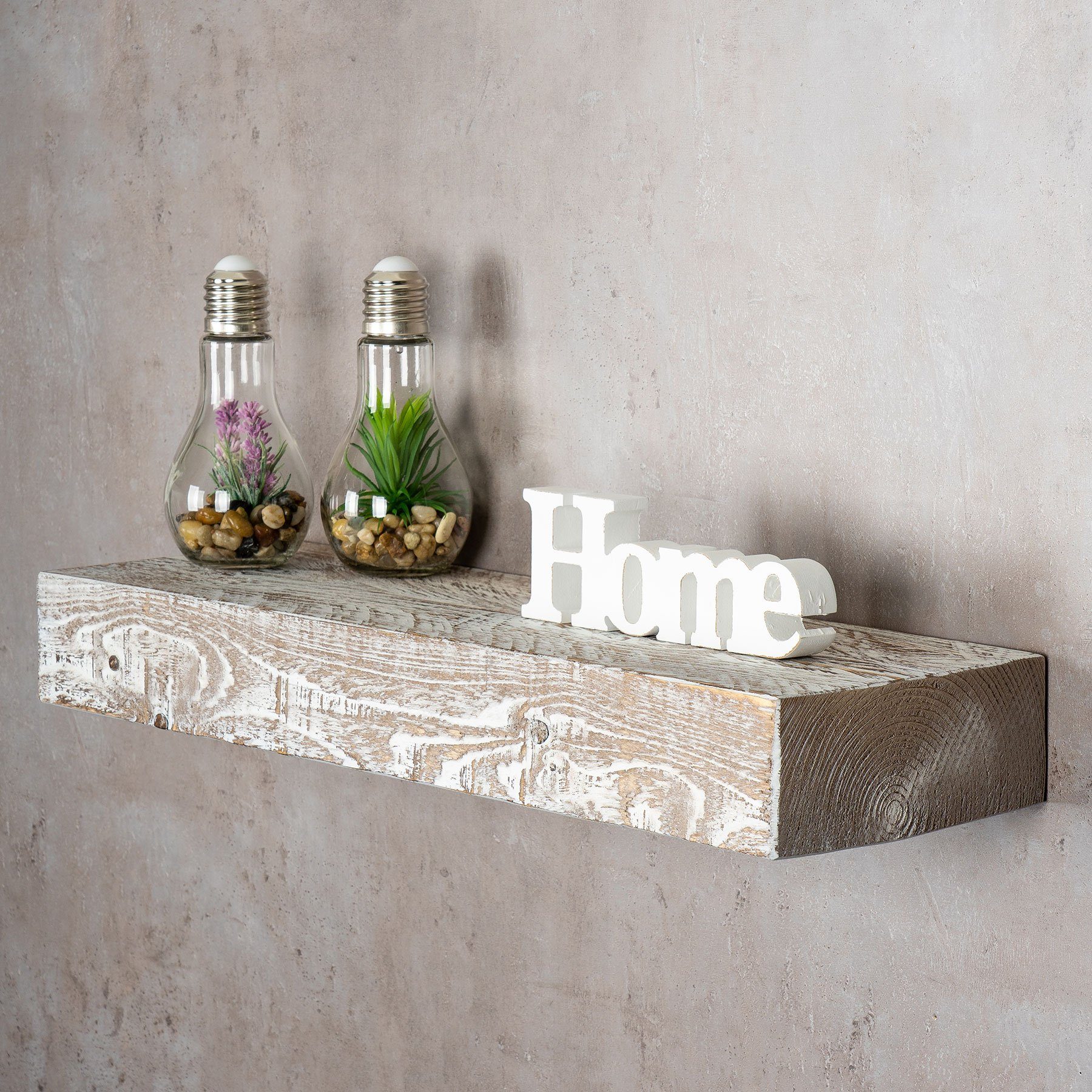 Levandeo® Wandregal, levandeo Wandregal Holz Massiv 60x20cm Shabby Chic Wan günstig online kaufen