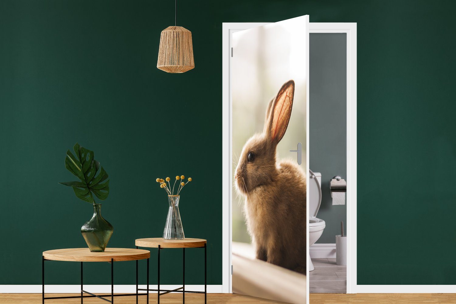 Türaufkleber, Tier, MuchoWow Tür, Baby - Matt, - bedruckt, cm 75x205 (1 St), Kaninchen für Fototapete Türtapete