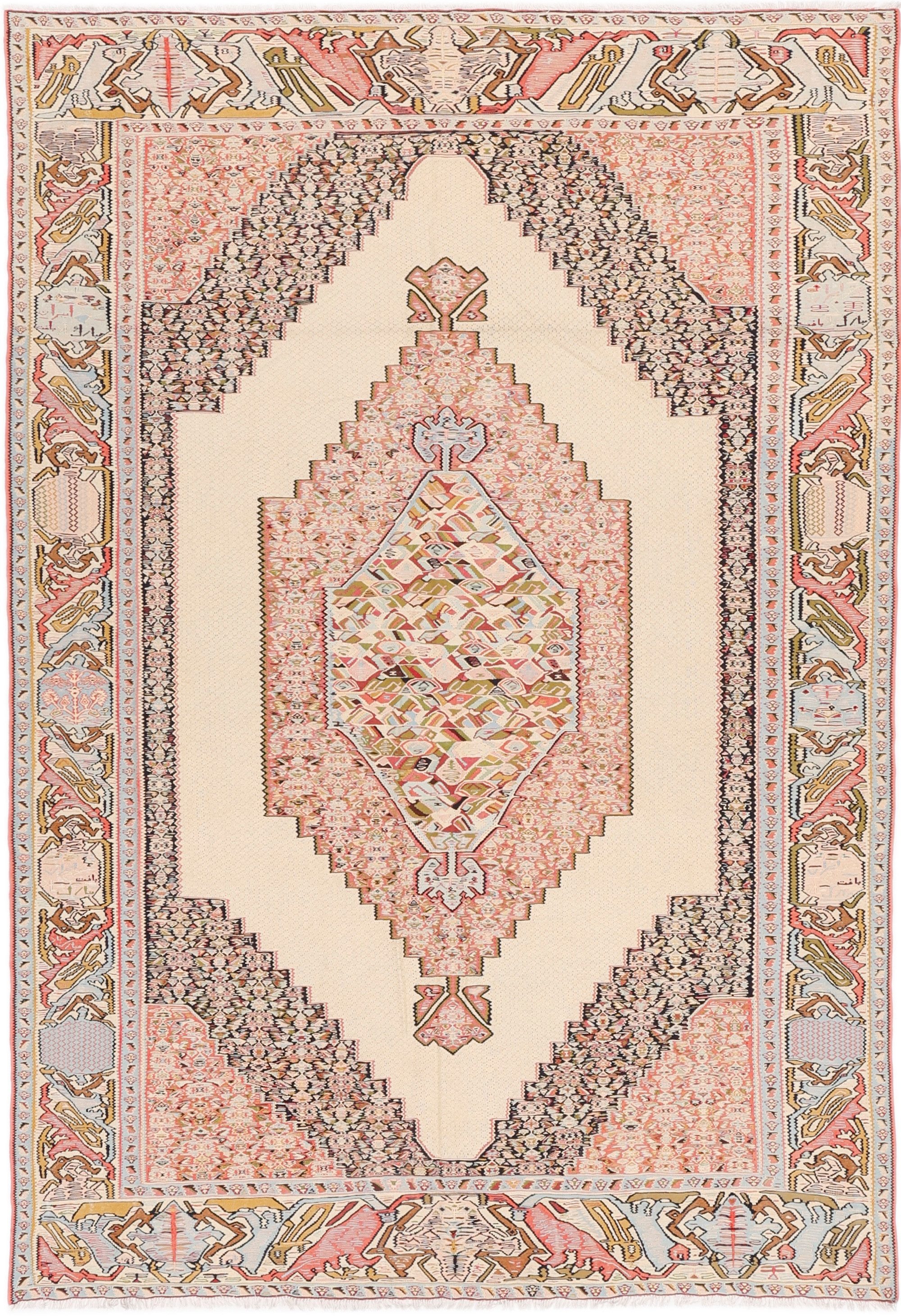 CABBEL Orientteppich Kelim Senneh Teppich 240x347 cm handgewebt Wolle Persien Unikat, rechteckig, Höhe: 4 mm, Unikat; handgewebt; beidseitig nutzbar