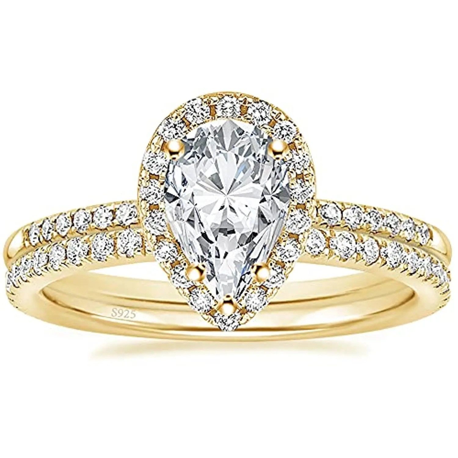 ROUGEMONT Silberring Eleganter Tear Drop Damen Verlobungsring 925 Sterling Silber, Echtschmuck