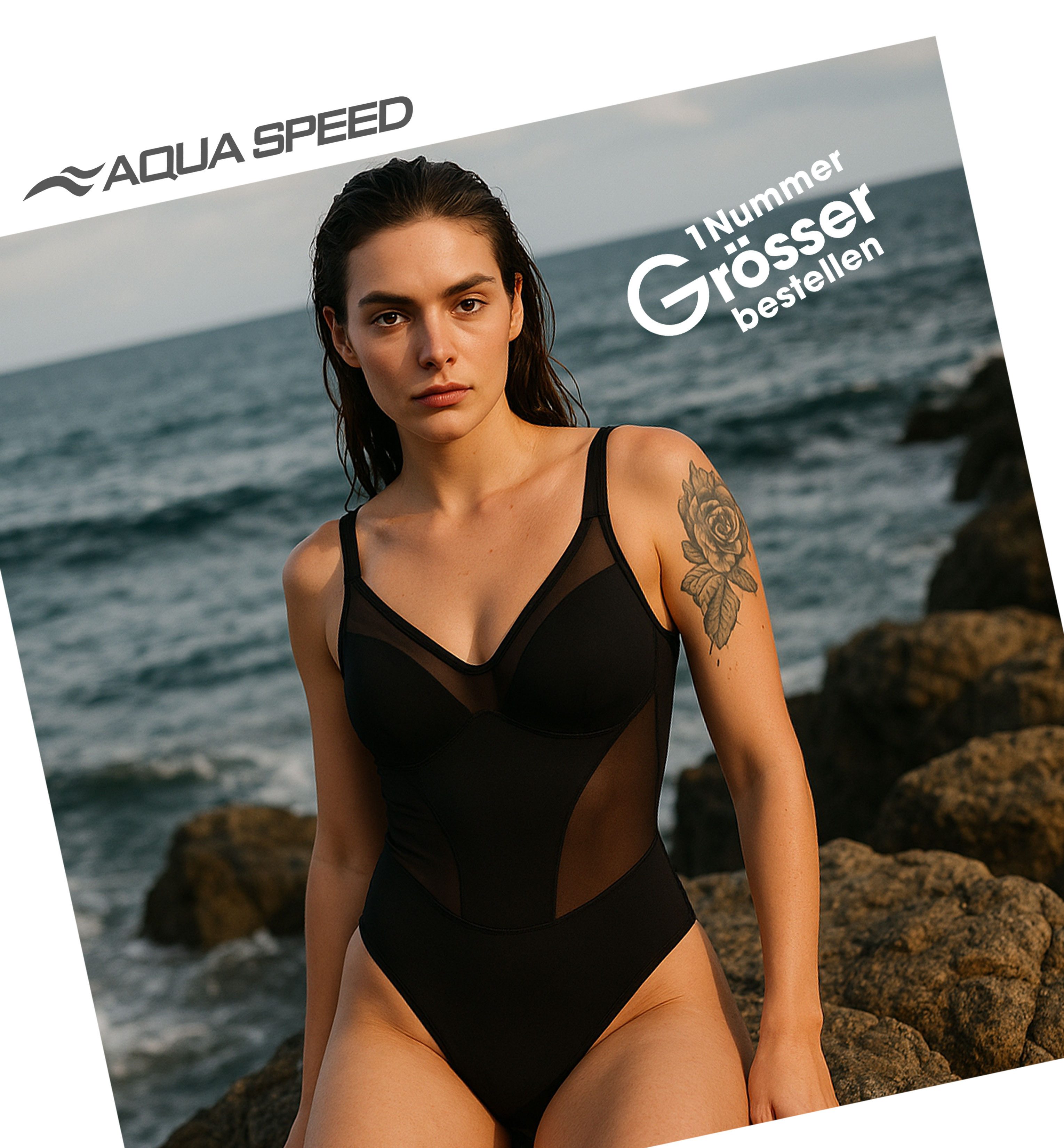 Aqua Speed Badeanzug Evelyn Badeanzug für Damen Damenbadeanzug einteilig elegant (Tolle moderne Farben und Design)