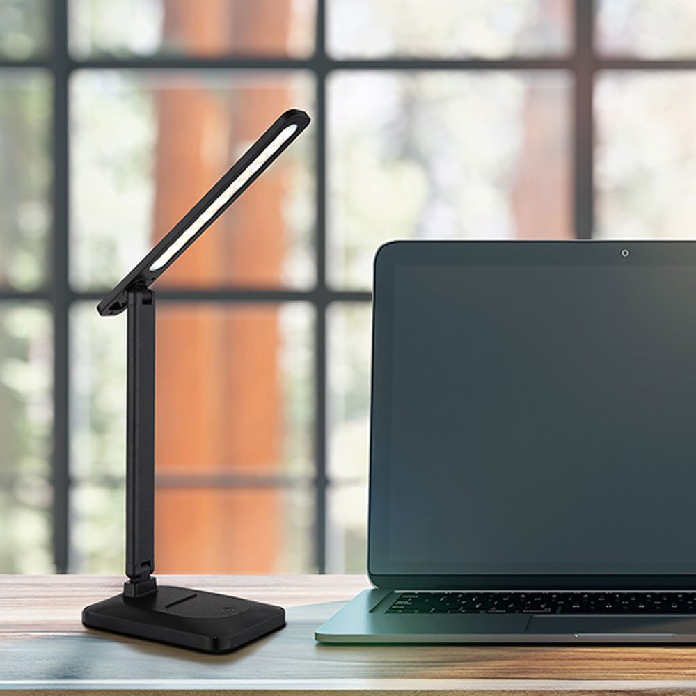 GLOBO LIGHTING Schreibtischlampe, Leuchtmittel inklusive, Warmweiß, Neutralweiß, Tageslichtweiß, Tischleuchte Wohnzimmerlampe schwarz Touchdimmer Akku verstellbar