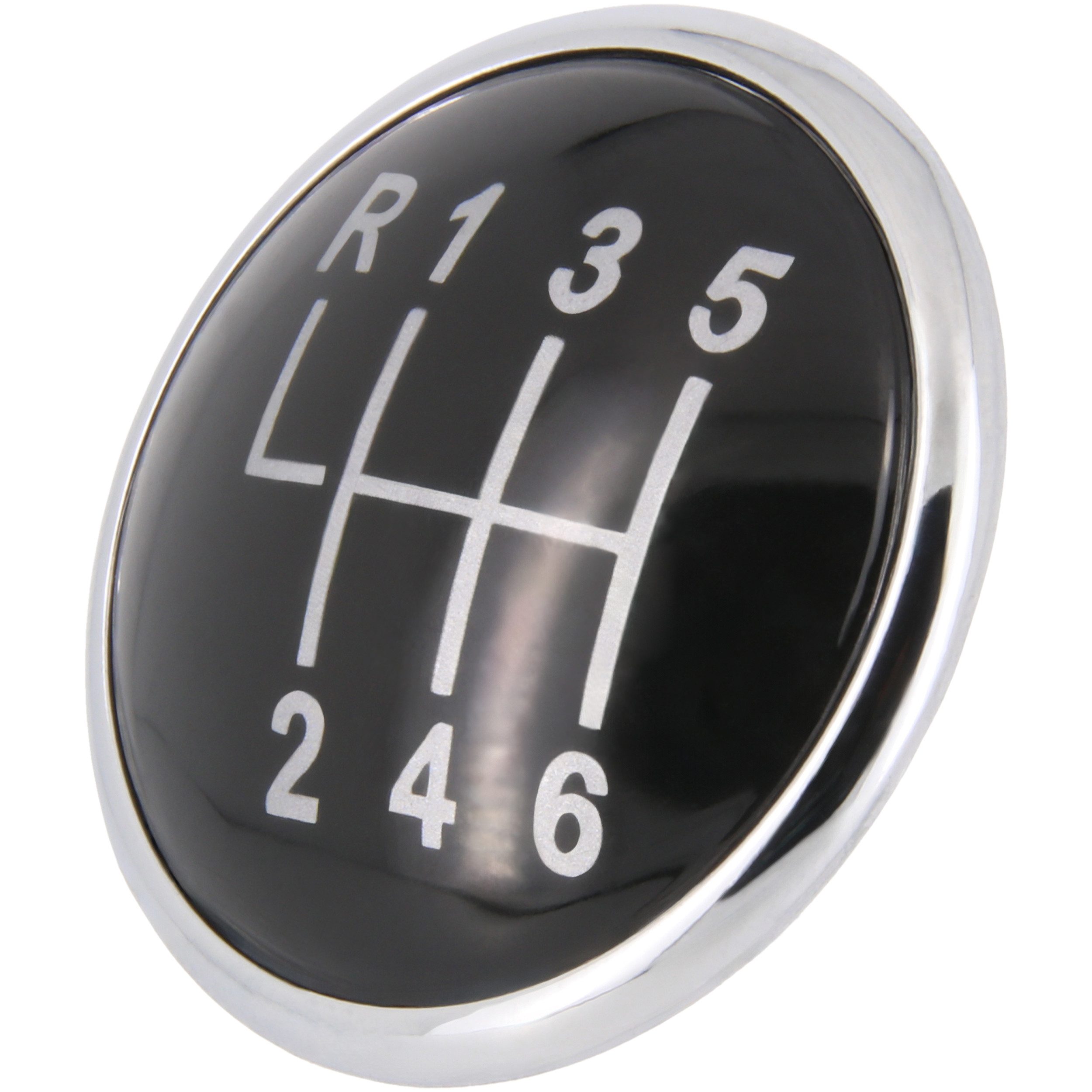 RECAMBO Schalthebel Schaltknauf Kappe Emblem Abdeckung 6 Gang für VW Bora, 1J, 1998-2004, Plug & Play, schwarz - chrom