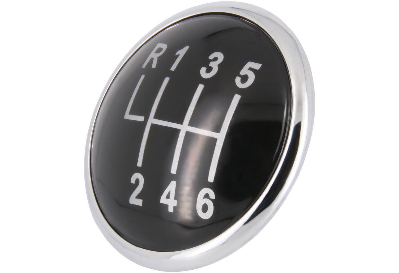 RECAMBO Schalthebel Schaltknauf Kappe Emblem Abdeckung 6 Gang für VW Bora, 1J, 1998-2004, Plug & Play, schwarz - chrom