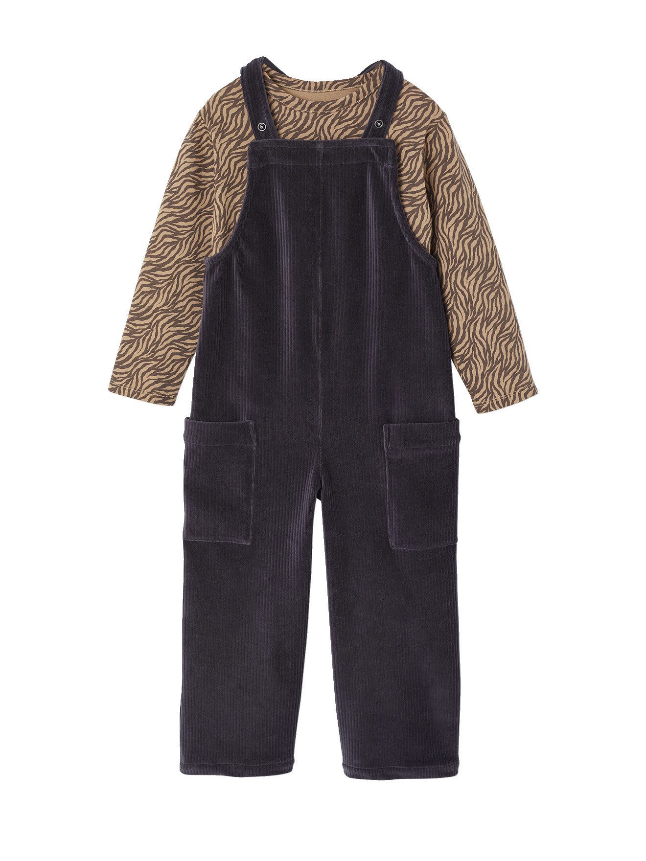 Latzhose Set aus Shirt & Latzhose aus Samt für Mädchen