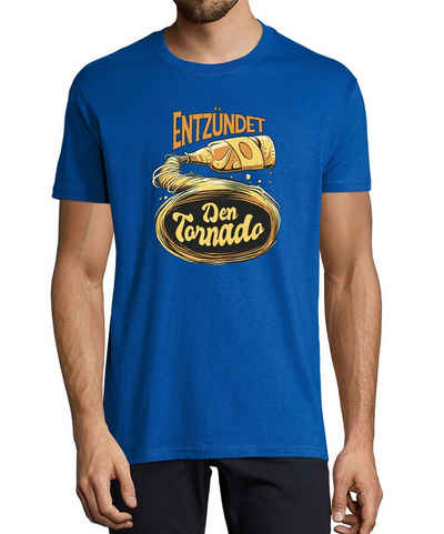 MyDesign24 T-Shirt Herren Fun Print Shirt - Oktoberfest Trinkshirt Entzündet den Tornado Baumwollshirt mit Aufdruck Regular Fit, i302