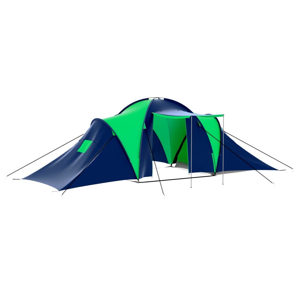 Kuppelzelt Campingzelt 9 Personen Stoff Blau/Grün