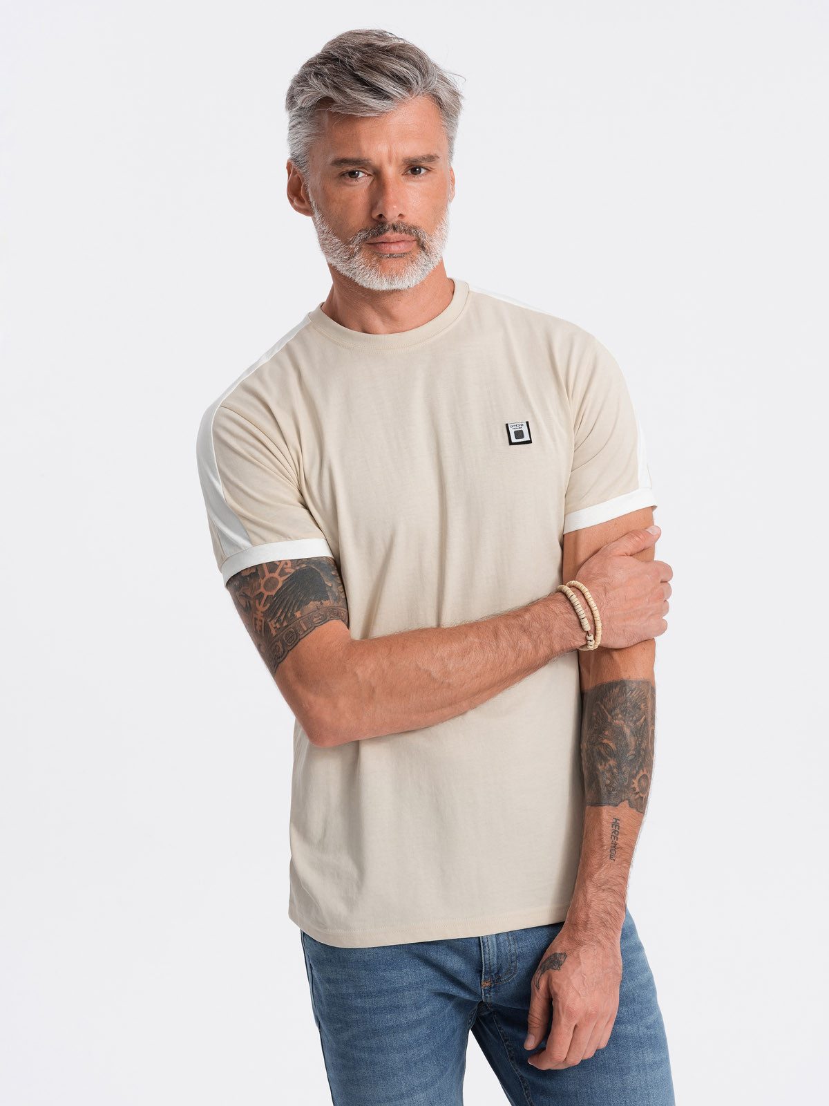 T-Shirt Herren-T-Shirt aus Baumwolle mit kontrastierenden Einsätzen