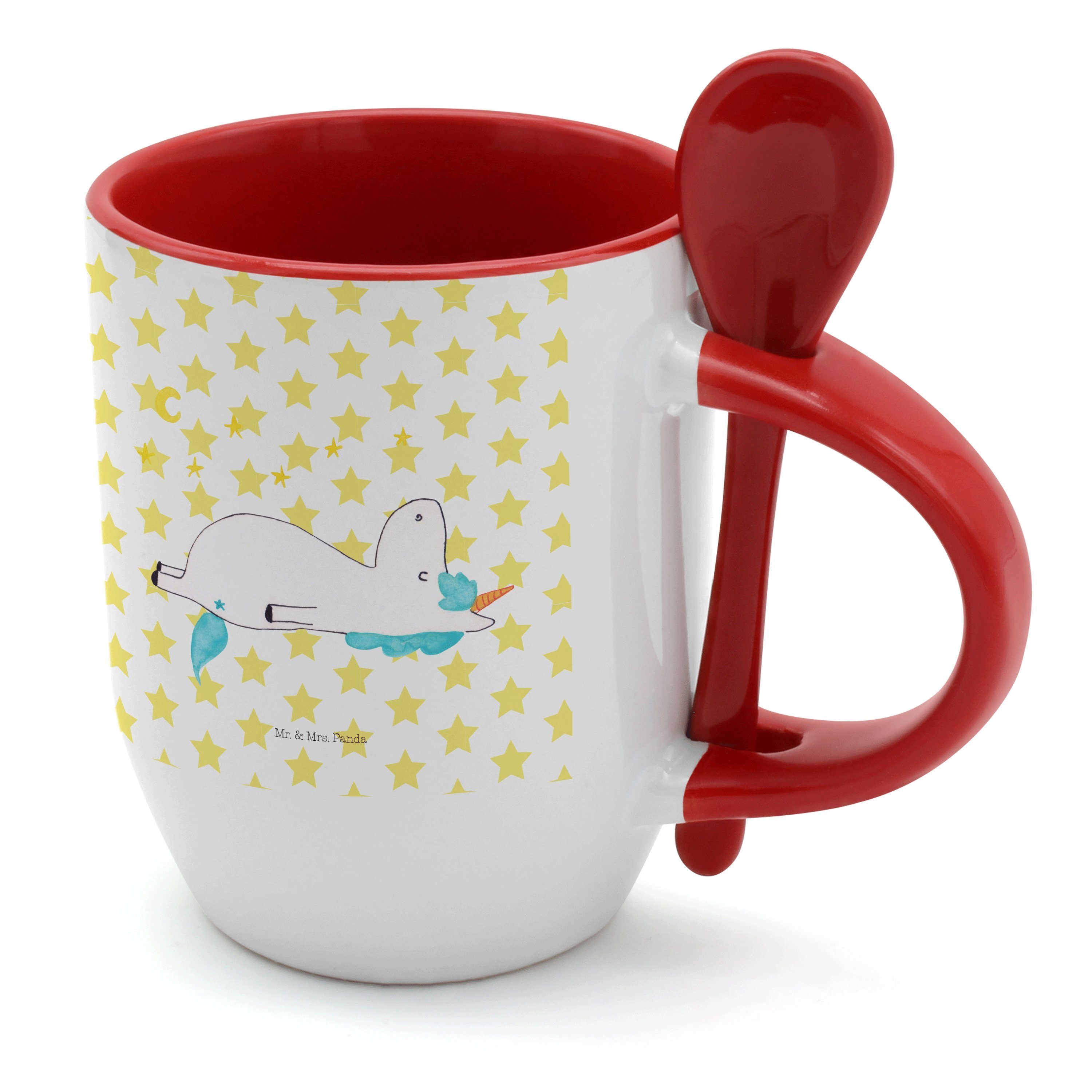 Panda Mrs. Mr. Keramik - Geschenk, - & Spruch, Unicorn, mit Weiß Tasse Sternenhimmel Einhorn Tasse E,
