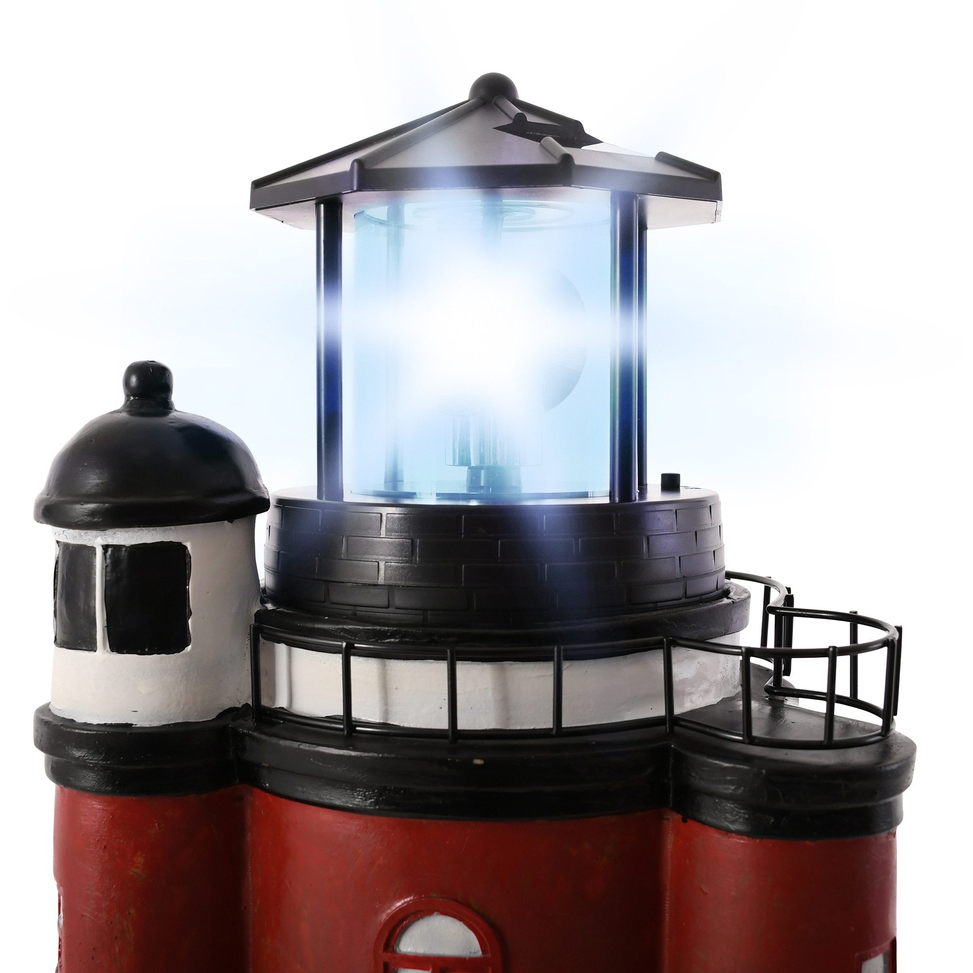 Raburg LED Solarleuchte Garten Leuchteinheit Roter Sand mit Dämmerungssensor, rotierender Spiegel, LED, kaltweiß, Ersatz für Leuchtturm, austauschbarer Akku, 2 Solar-Panels