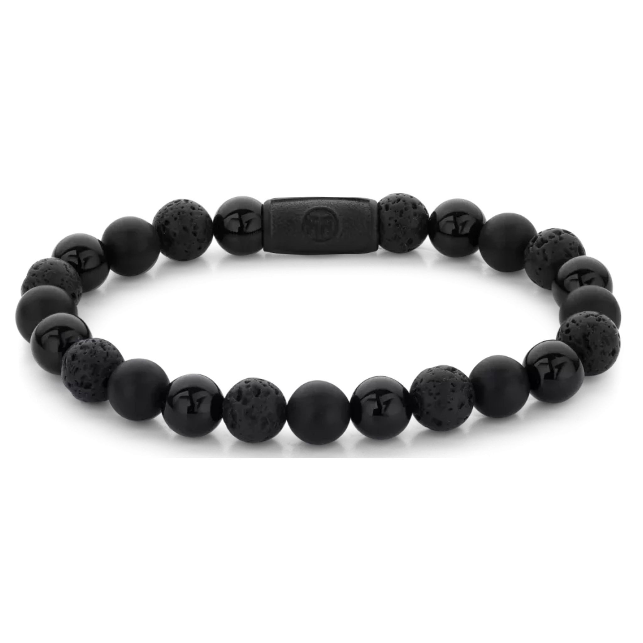 Rebel & Rose Armband Armband aus 8mm schwarzen Edelsteinen mit schwarzem Stahlverschluss