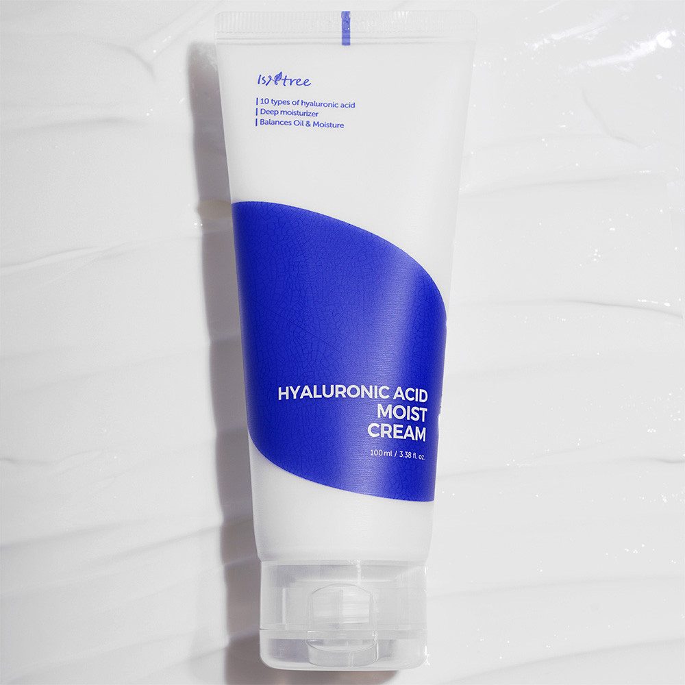 Isntree Tagescreme Hyaluronic Acid Moist Cream Feuchtigkeitscreme 100 ml – 5 Arten Hyaluronsäure, intensive Feuchtigkeit für trockene & empfindliche Haut, schnell einziehend, duftfrei, Tages- und Nachtpflege, K-Beauty