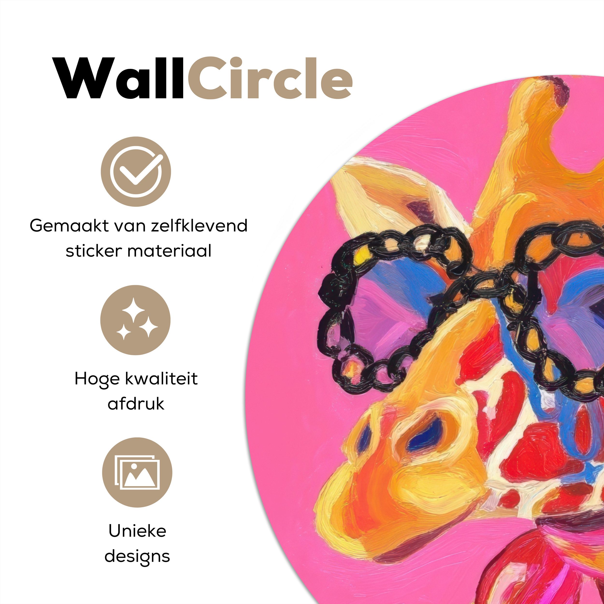 MuchoWow Wandsticker Giraffe - Rosa - Brille - Halstuch (1 St), Tapetensticker Selbstklebend, Wandbild Wohnzimmer, 80x80 cm