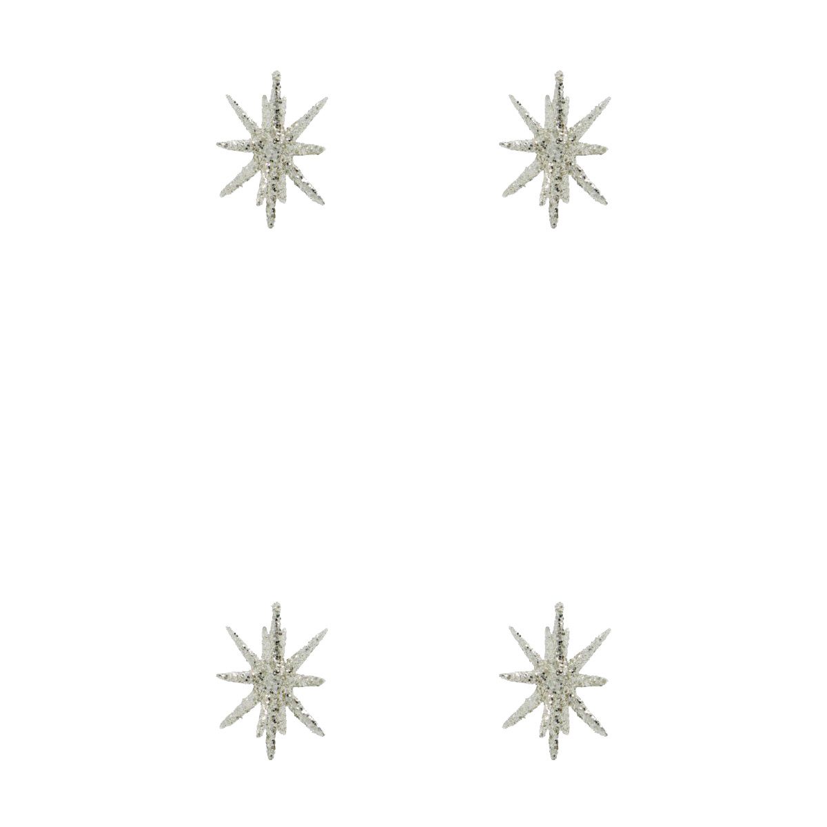 House Doctor Dekoobjekt Ornamente 4er Set SPIKE silber klein glitzer, Ø 7,5 cm