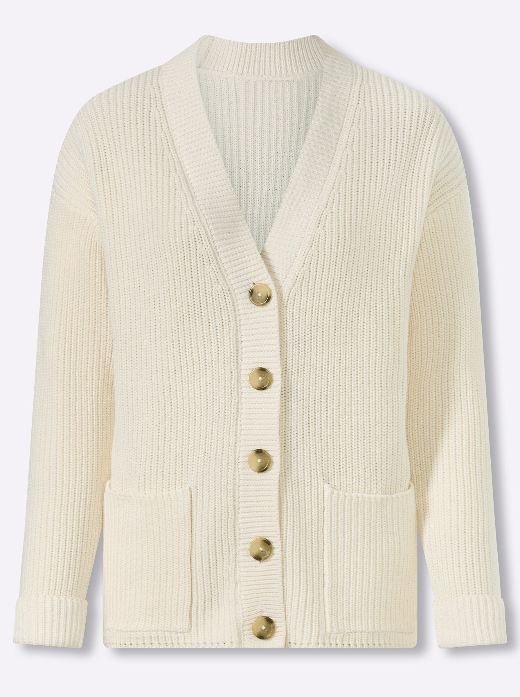heine Strickjacke Strickjacke Langarm Grobstrick, Rippoptik