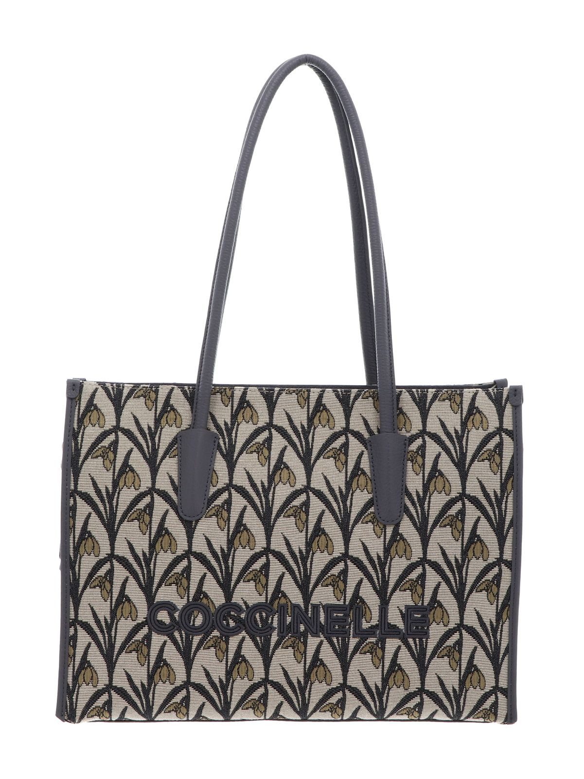 COCCINELLE Schultertasche Handbag Snowdrop Tapest. / Grained Le., aus echtem Rindsleder