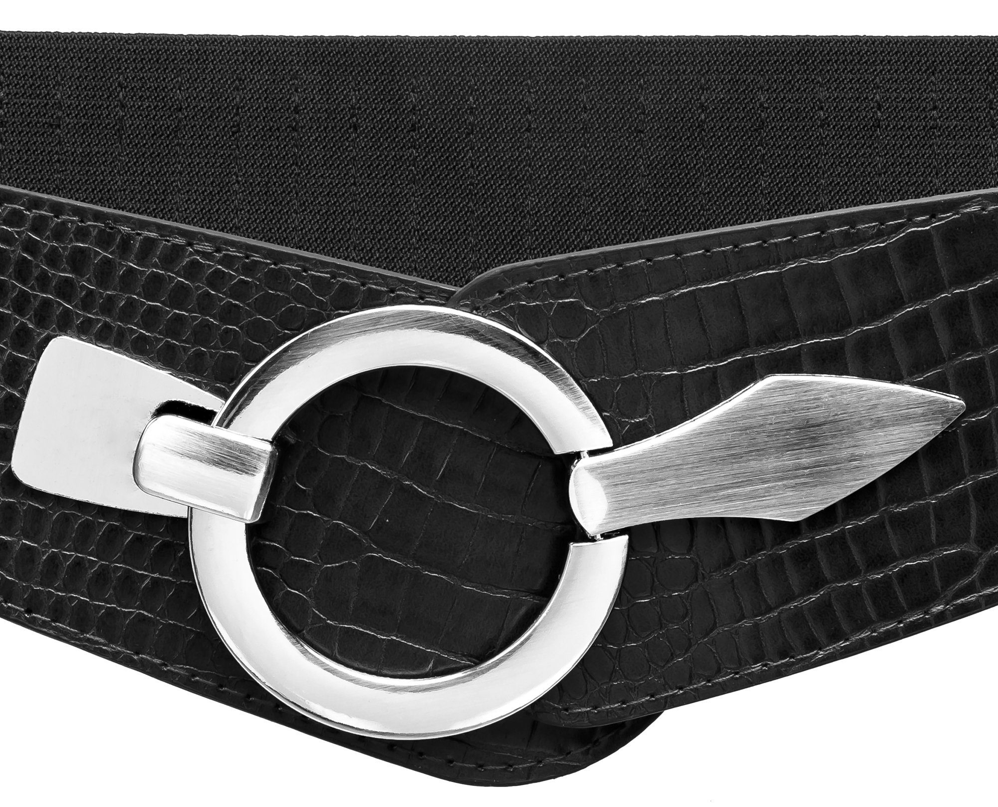 Caspar Taillengürtel GU300-C elastischer breiter Damen Stretch Gürtel mit Croco Muster