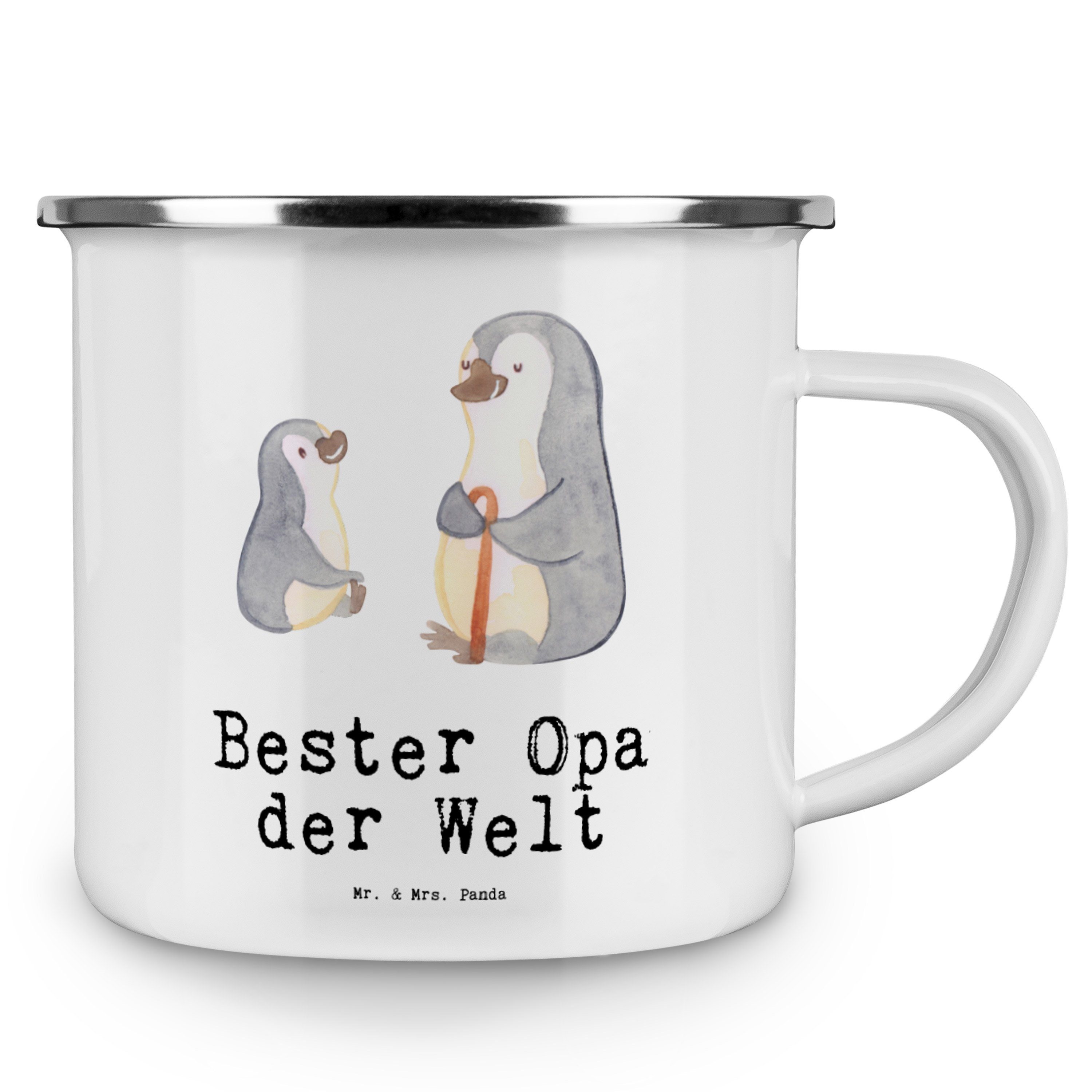 Geschenk, Becher Mrs. der Opa Emaille Bester Mr. Pinguin Welt Panda - & - Weiß Schenke, Outdoor Tasse,