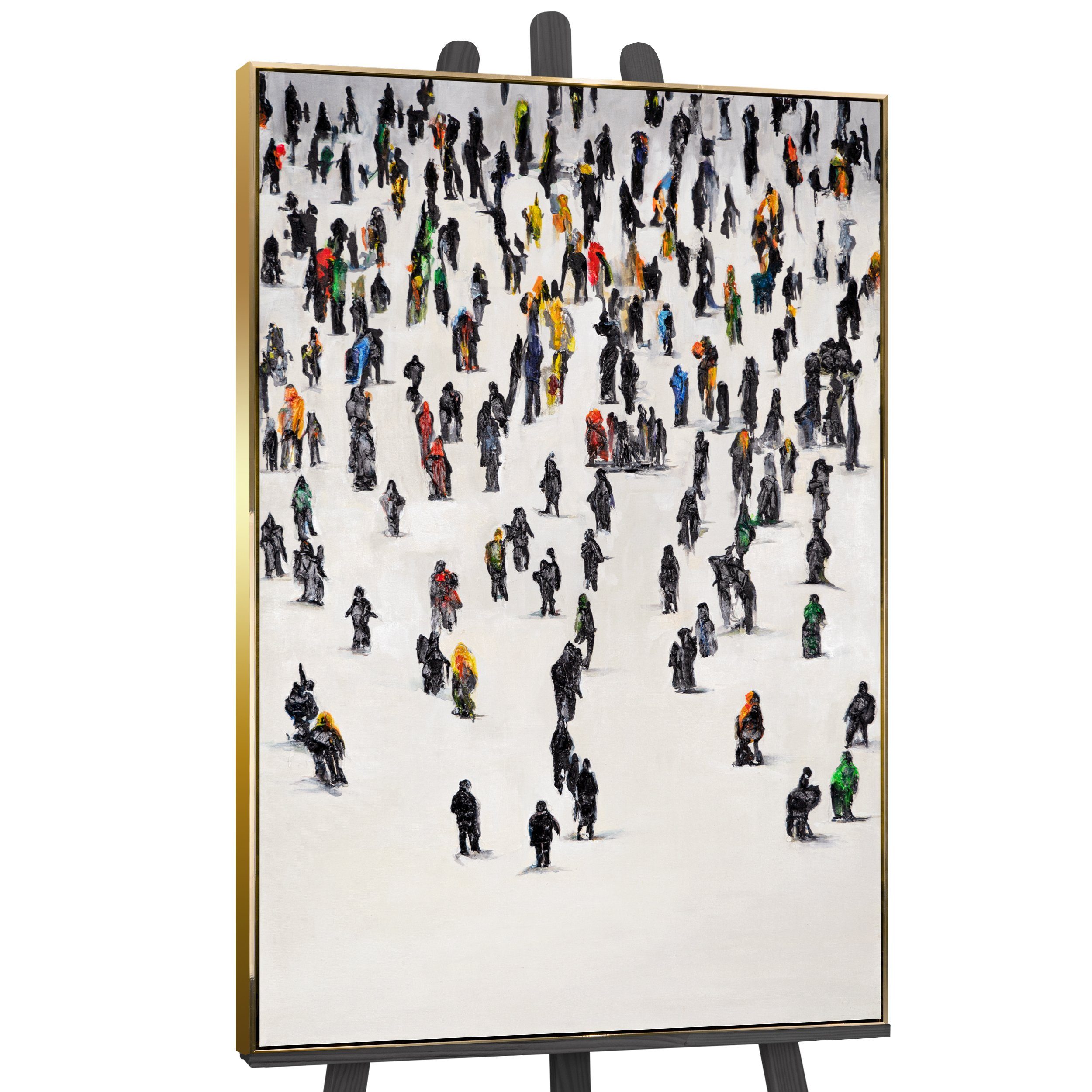 YS-Art Gemälde Kollektive Bewegung, Menschen Mit Rahmen in Gold
