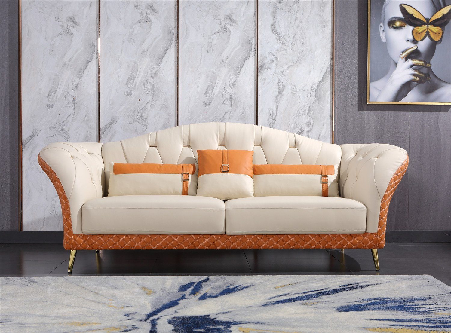 Orange Sitzer Design Sofa JVmoebel in Europe Made Moderne Polster 3+2+1 Sofa Set Couche, Sofagarnitur