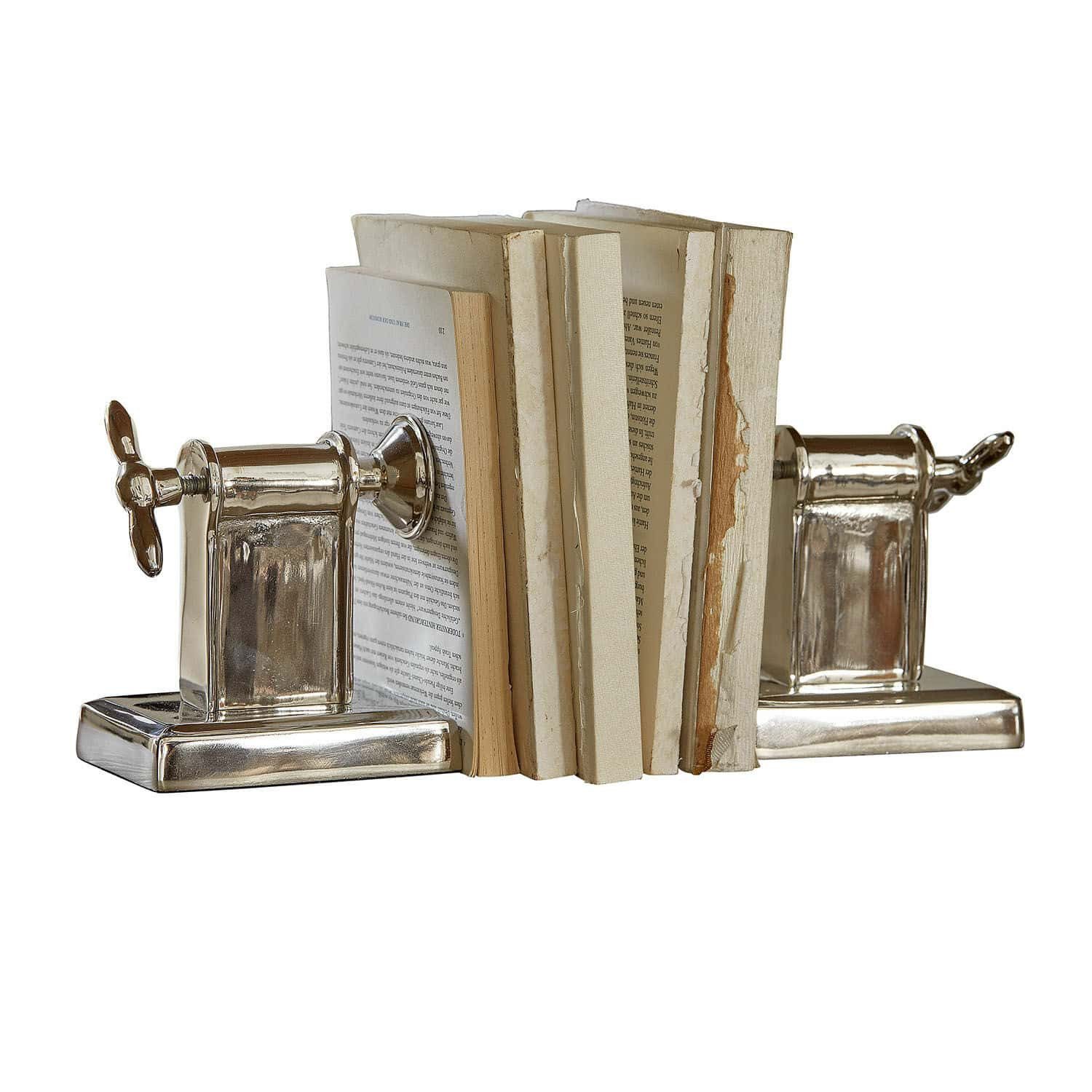Mirabeau Dekoobjekt Buchstütze 2er Set Iskora silber, stilvolles Interieur, Glänzendes Metallfinish